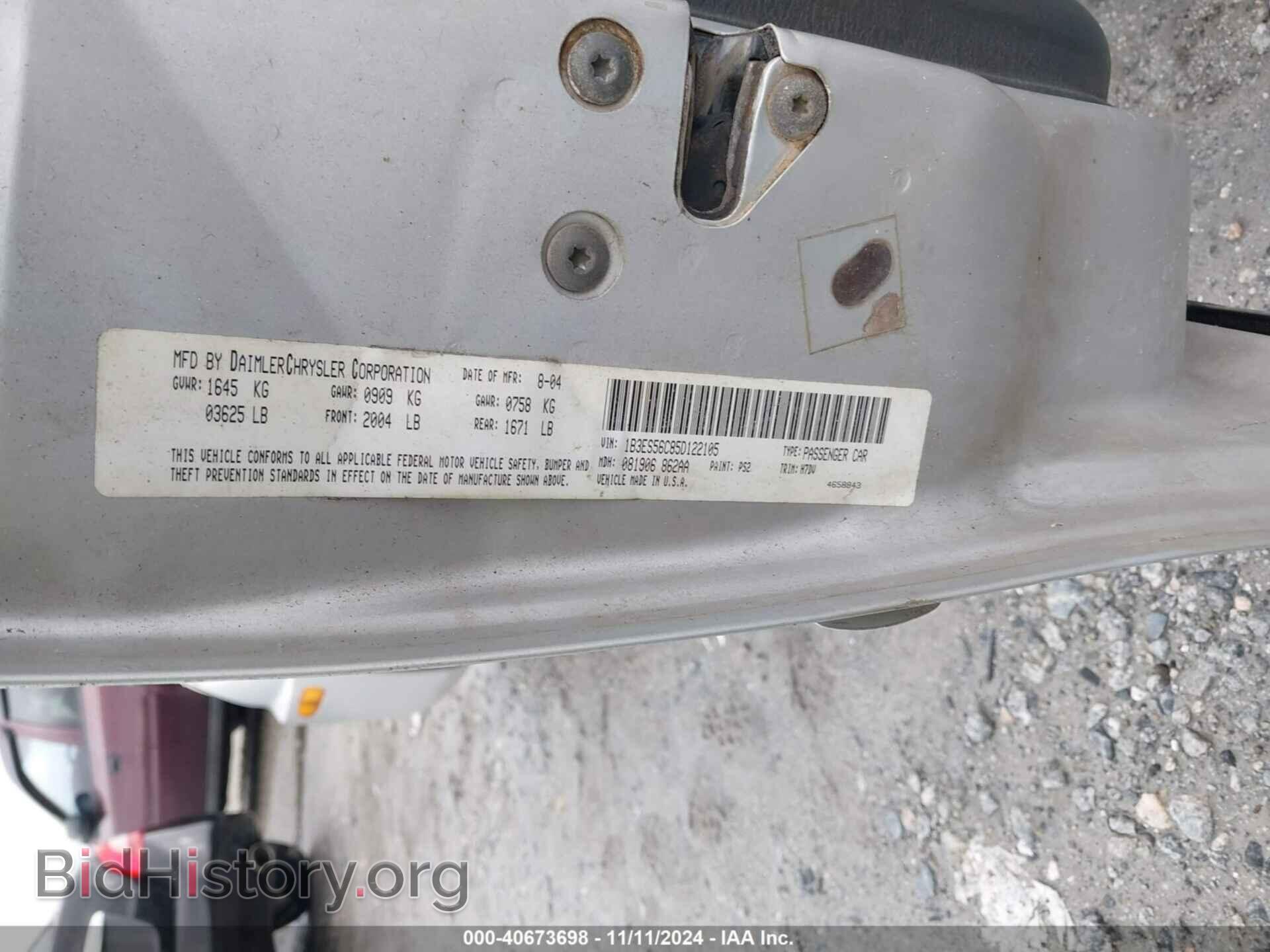 2005 DODGE NEON - VIN: 1B3ES56C85D122105 - Фото 9
