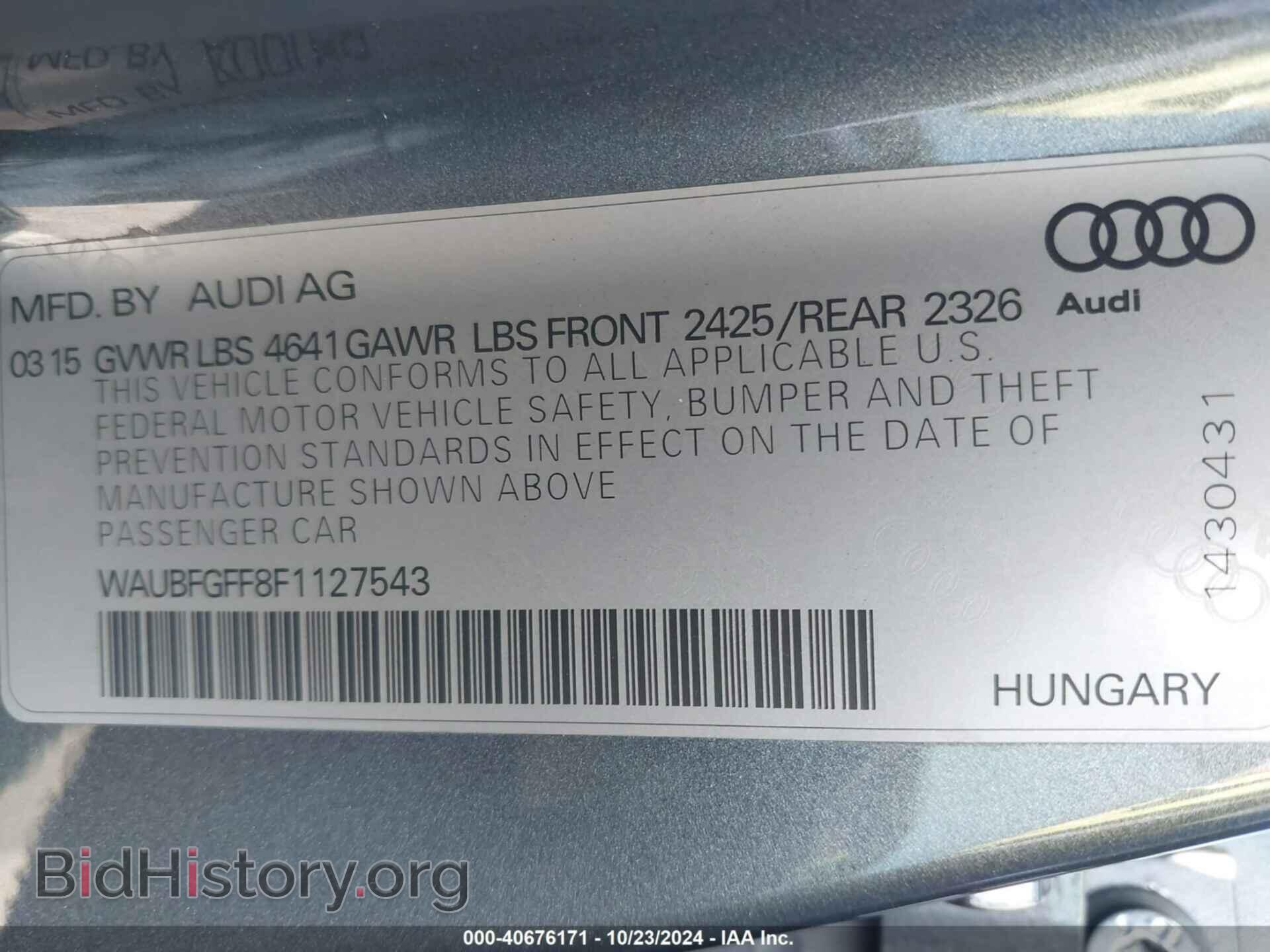 2015 AUDI S3 - VIN: WAUBFGFF8F1127543 - Photo 9