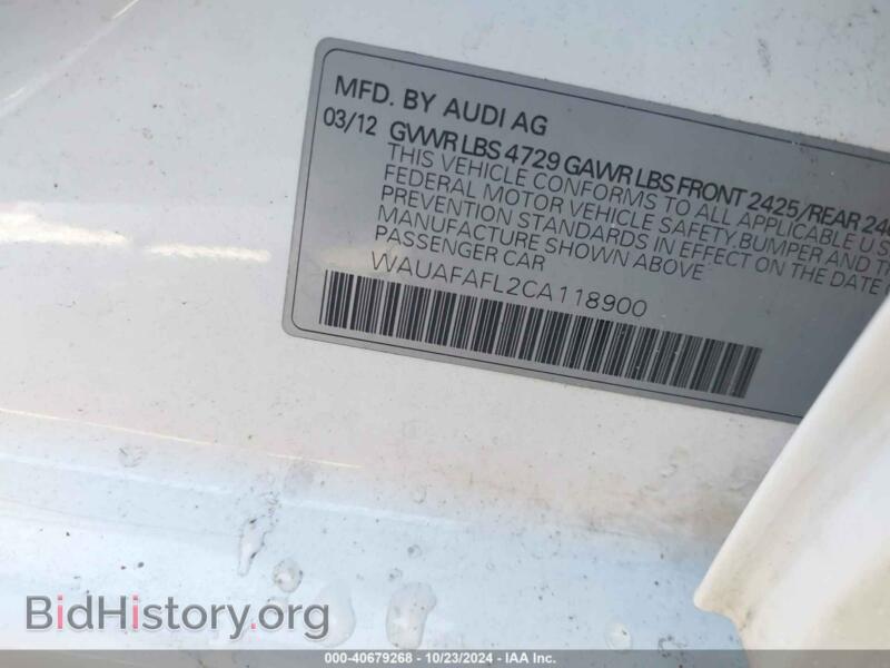 2012 Audi A4 (VIN WAUAFAFL2CA118900) — photo 9 of 11