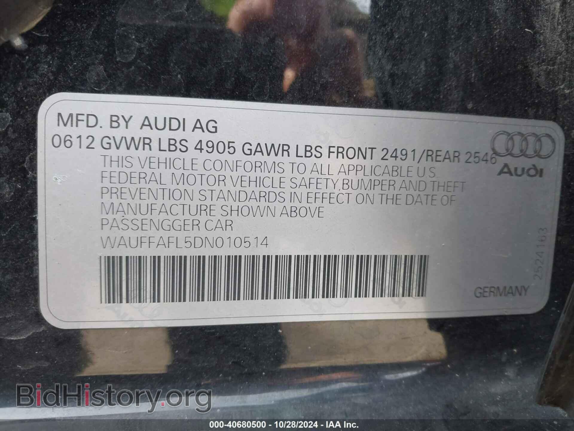 2013 AUDI A4 - VIN: WAUFFAFL5DN010514 - Фото 9