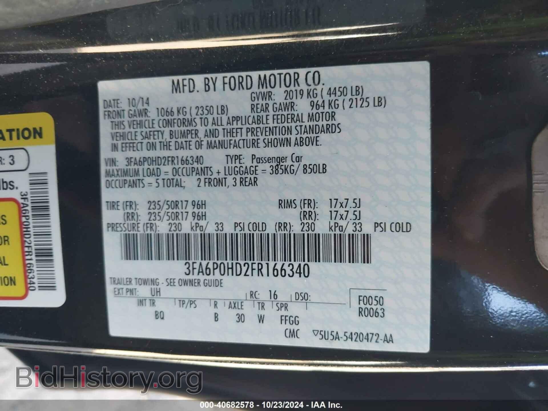 2015 FORD FUSION - VIN: 3FA6P0HD2FR166340 - Photo 9