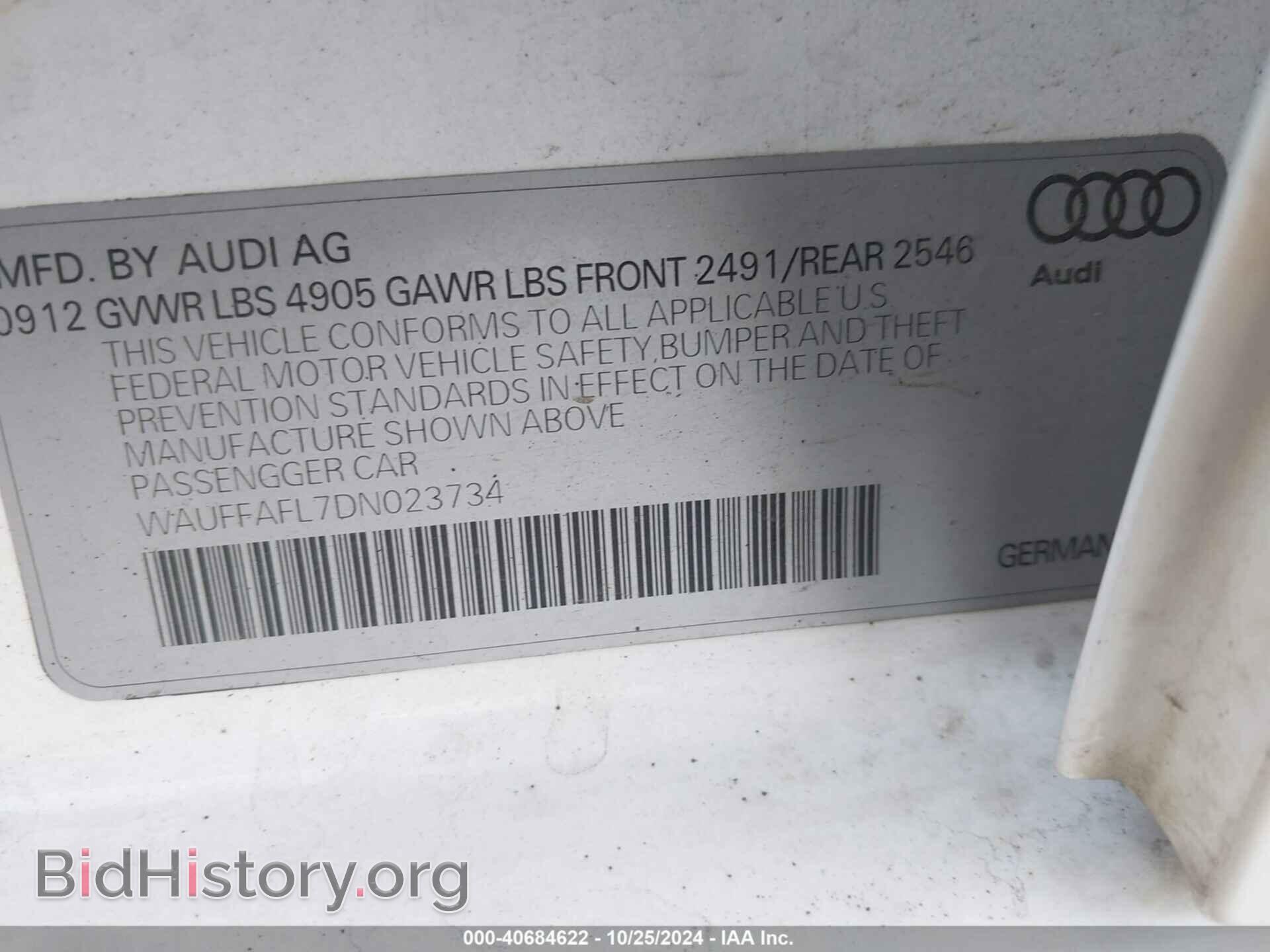 2013 AUDI A4 - VIN: WAUFFAFL7DN023734 - Фото 9