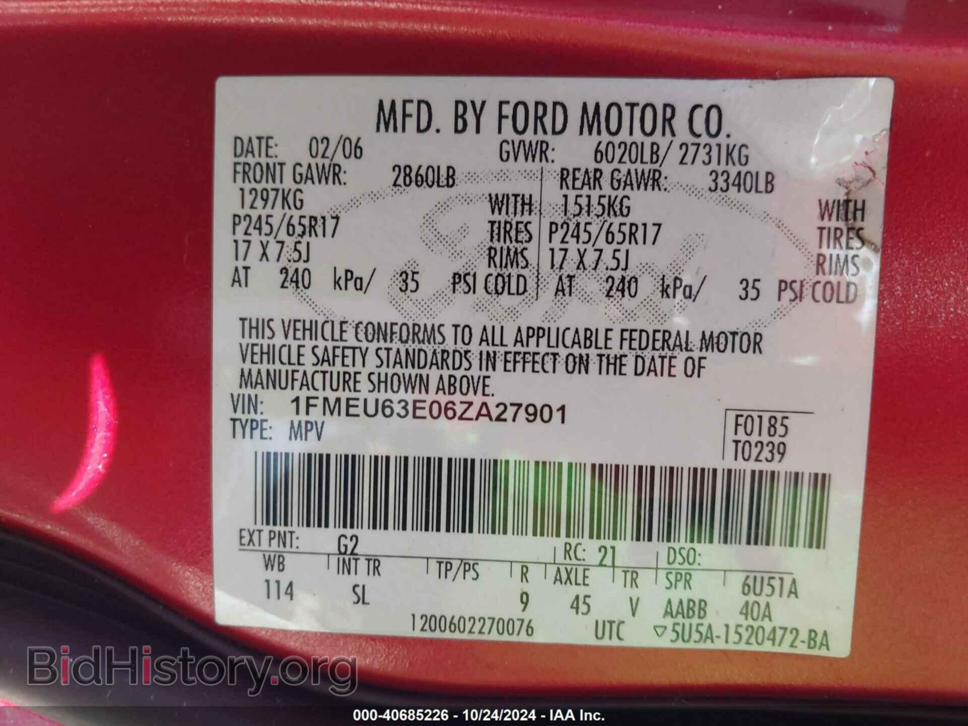 2006 FORD EXPLORER - VIN: 1FMEU63E06ZA27901 - Фото 9