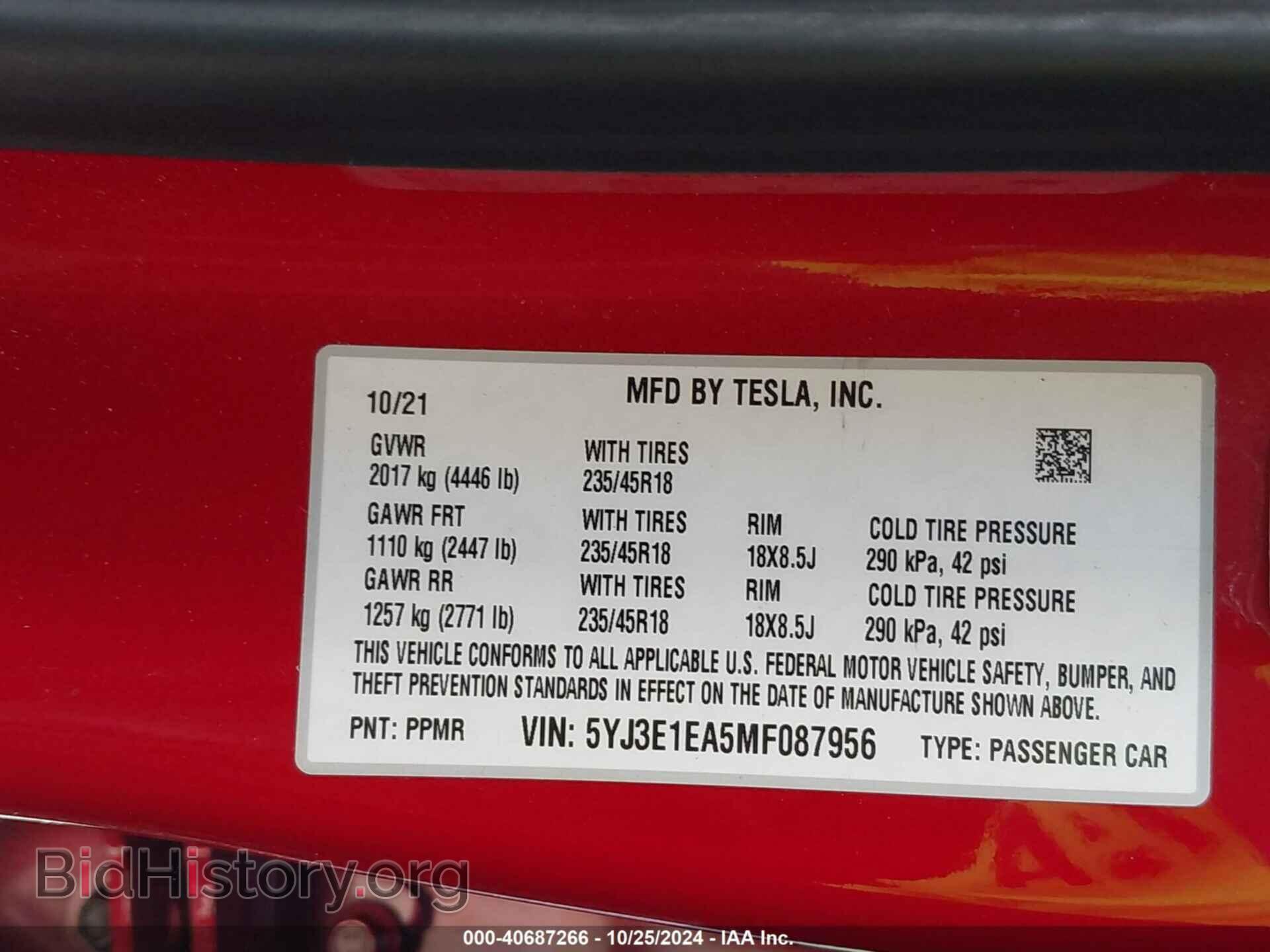 2021 TESLA MODEL 3 - VIN: 5YJ3E1EA5MF087956 - Photo 9