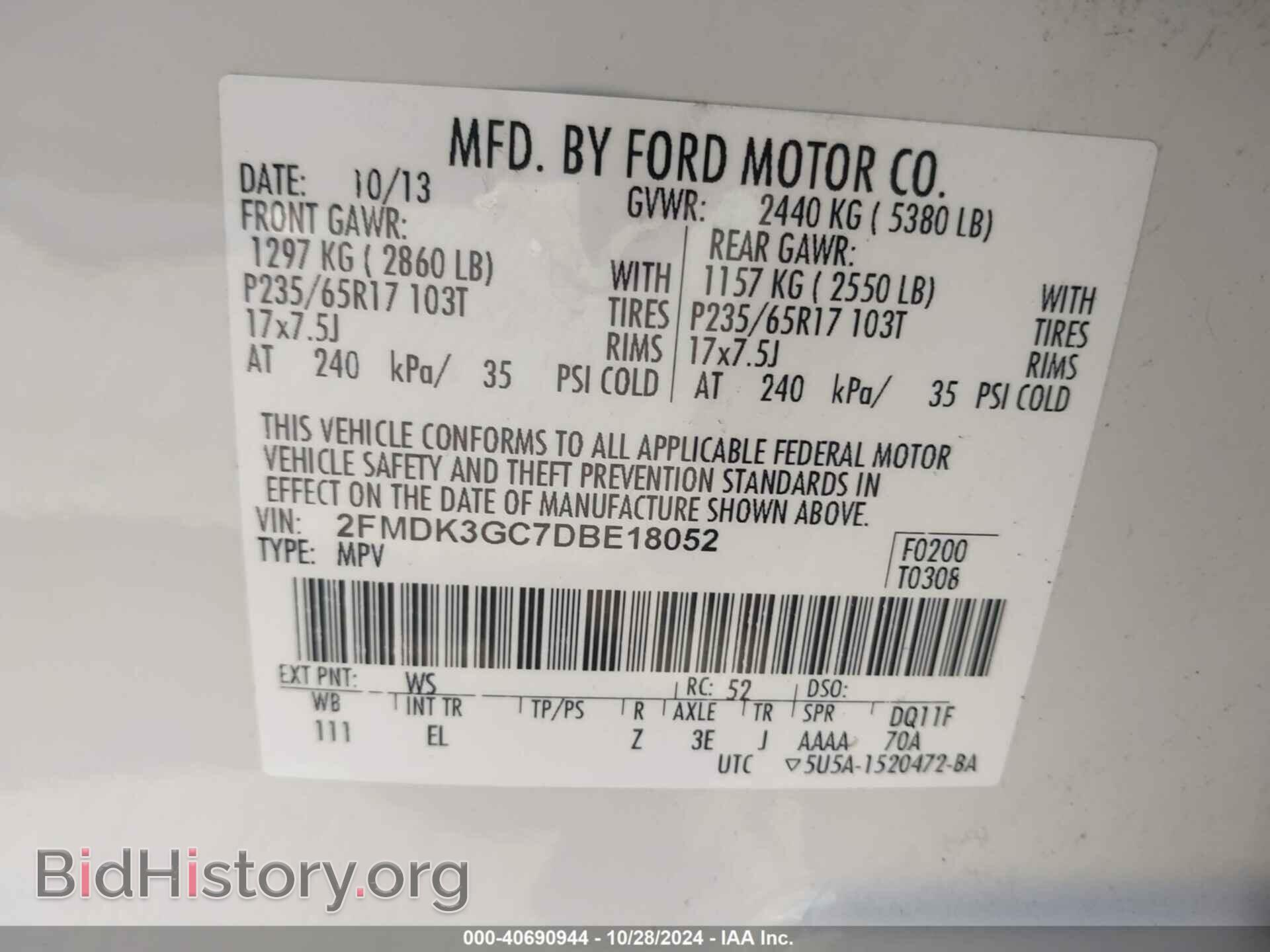 2013 FORD EDGE - VIN: 2FMDK3GC7DBE18052 - Photo 9