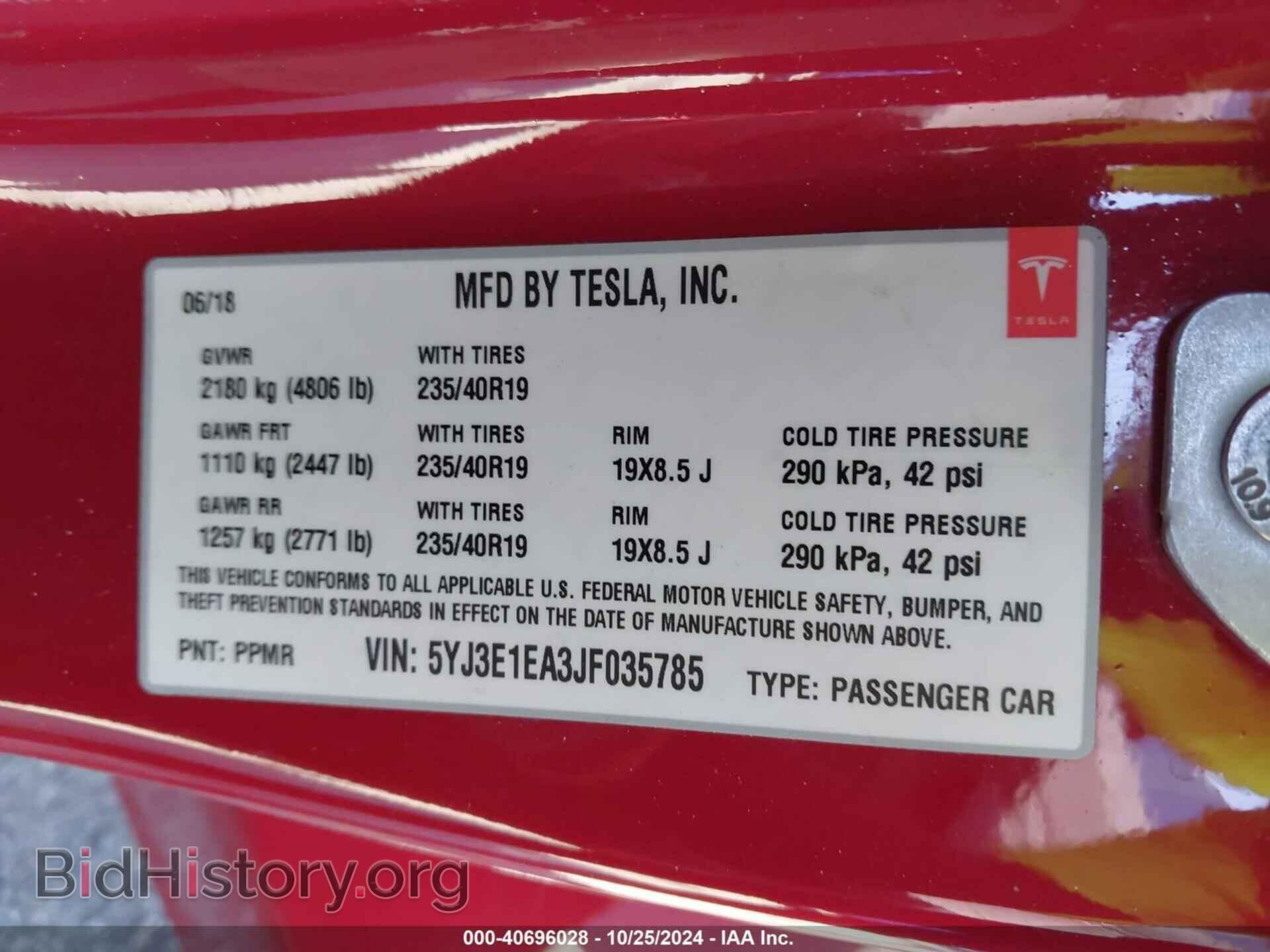 2018 TESLA MODEL 3 - VIN: 5YJ3E1EA3JF035785 - Фото 9