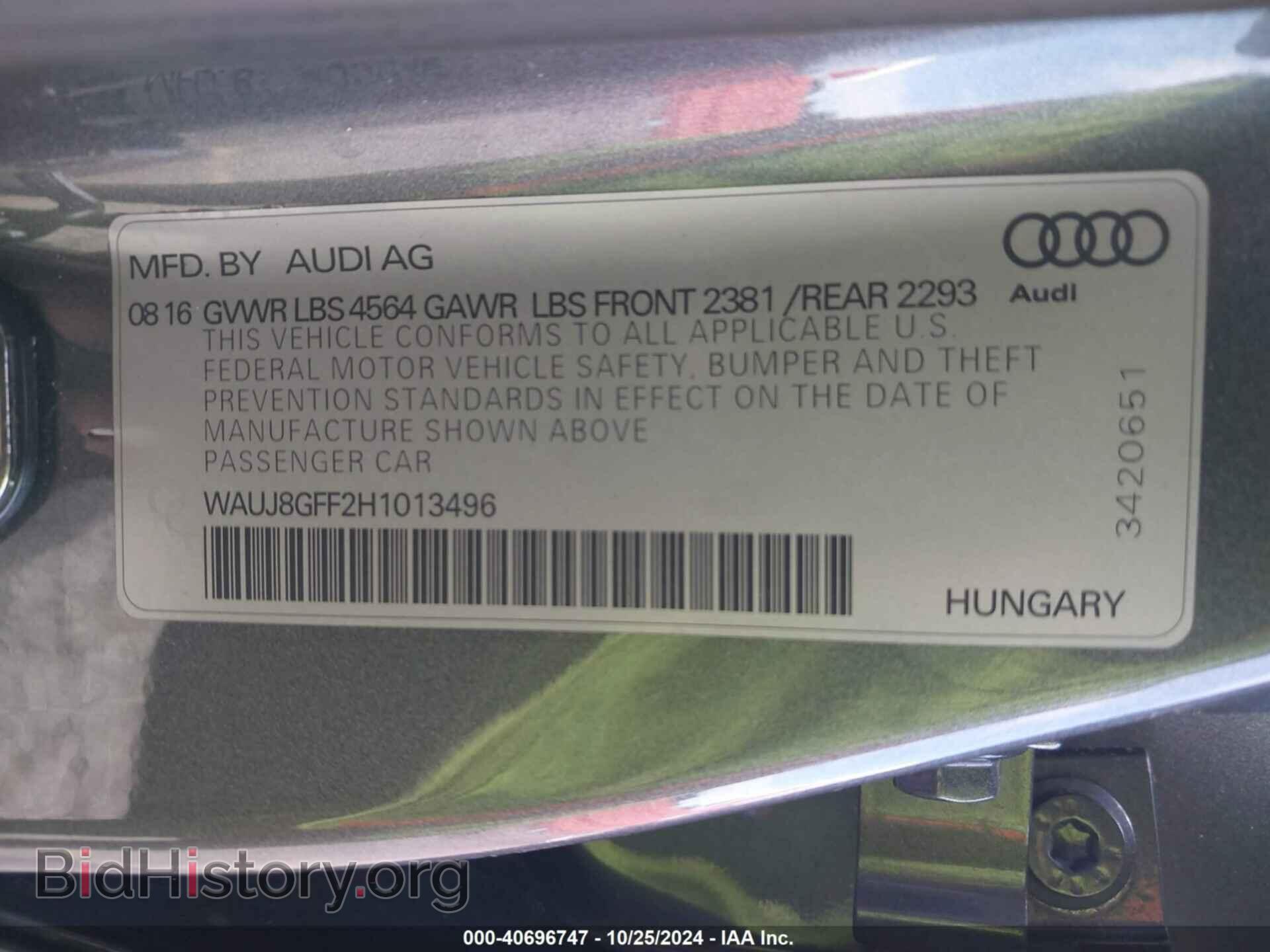 2017 AUDI A3 - VIN: WAUJ8GFF2H1013496 - Фото 9