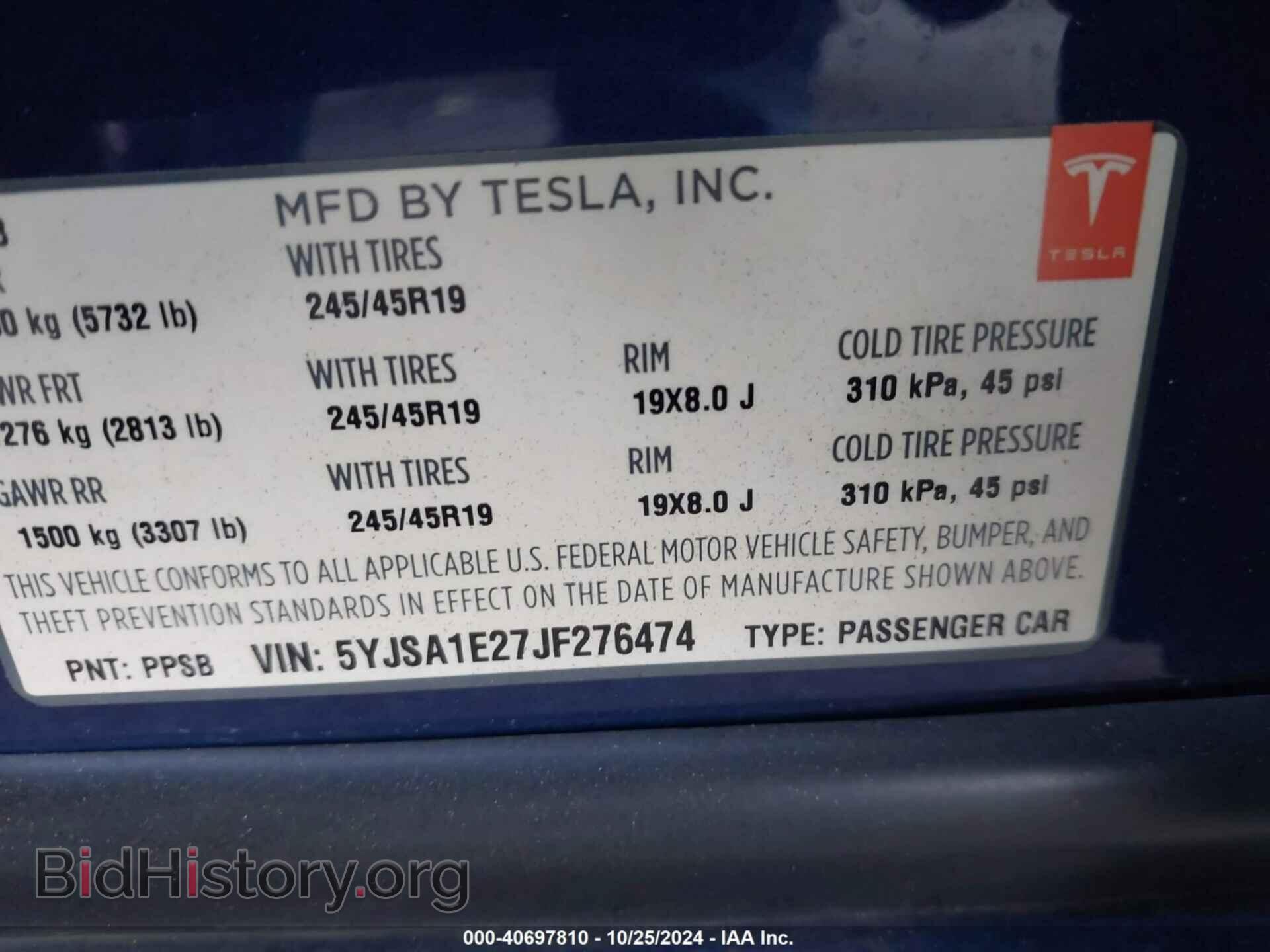 2018 TESLA MODEL S - VIN: 5YJSA1E27JF276474 - Photo 9