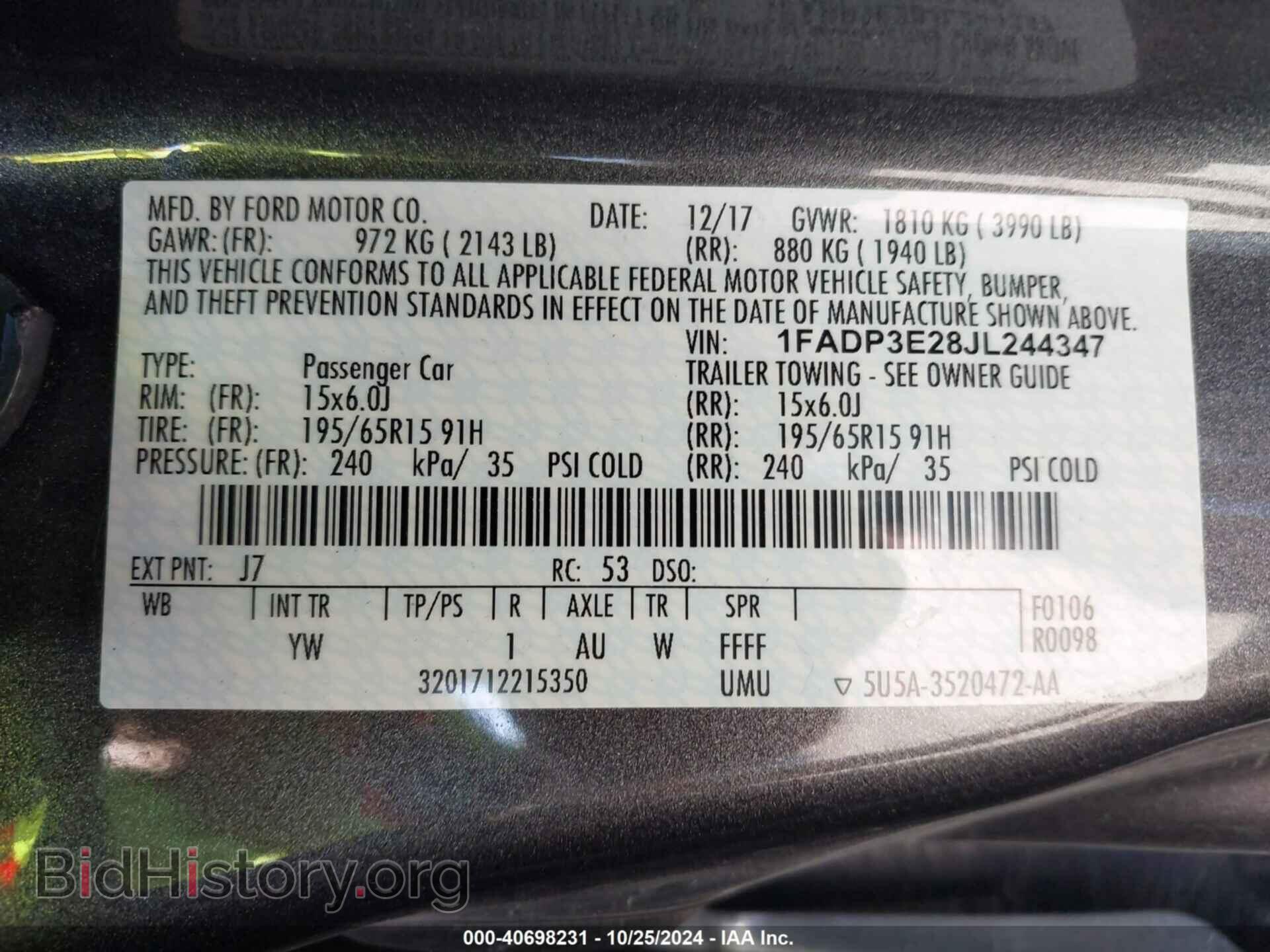 2018 FORD FOCUS - VIN: 1FADP3E28JL244347 - Фото 9