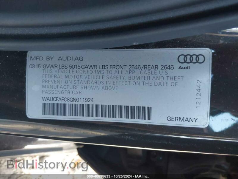2016 Audi A6 (VIN WAUCFAFC8GN011924) — photo 9 of 16
