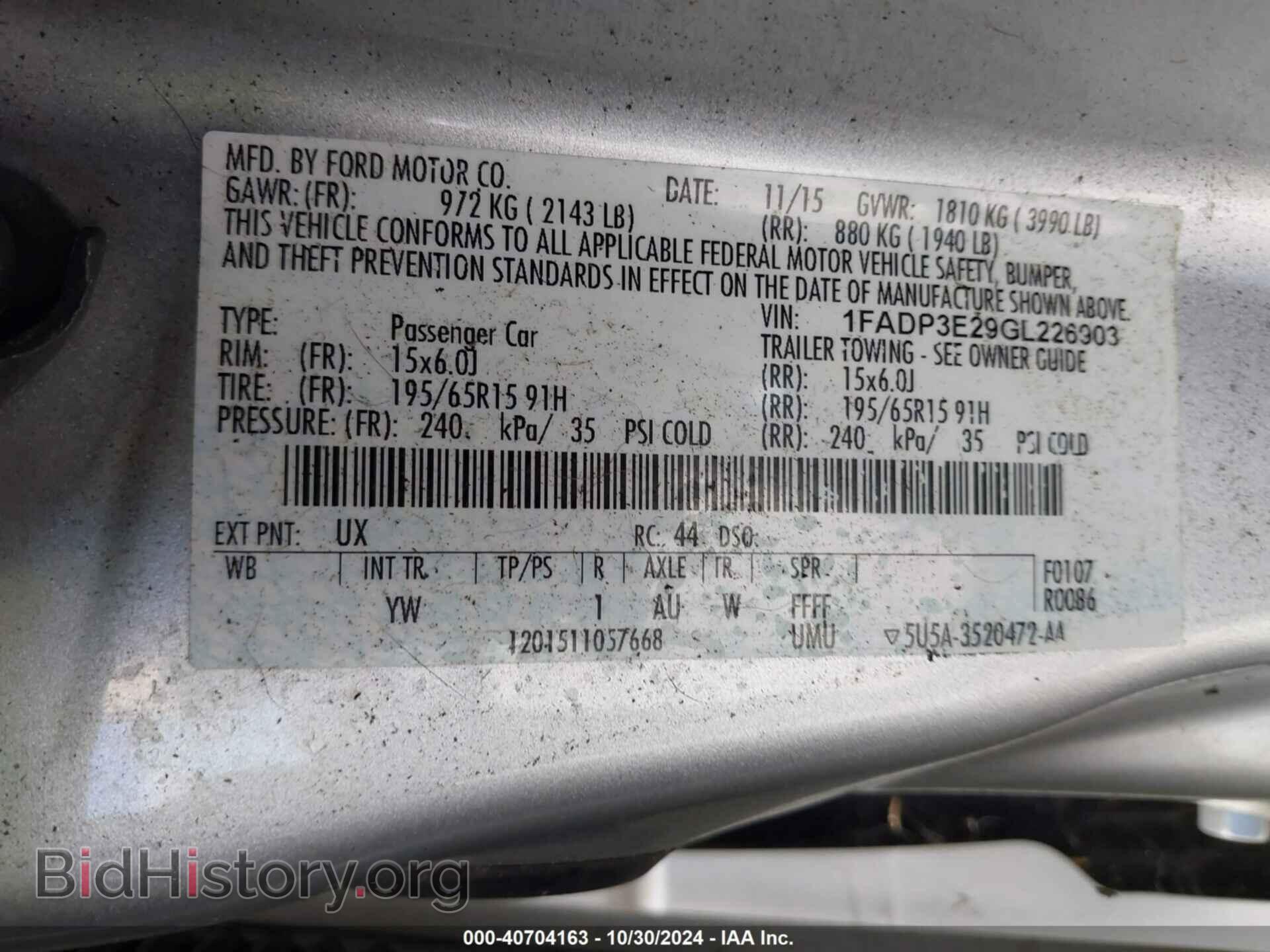 2016 FORD FOCUS - VIN: 1FADP3E29GL226903 - Фото 9