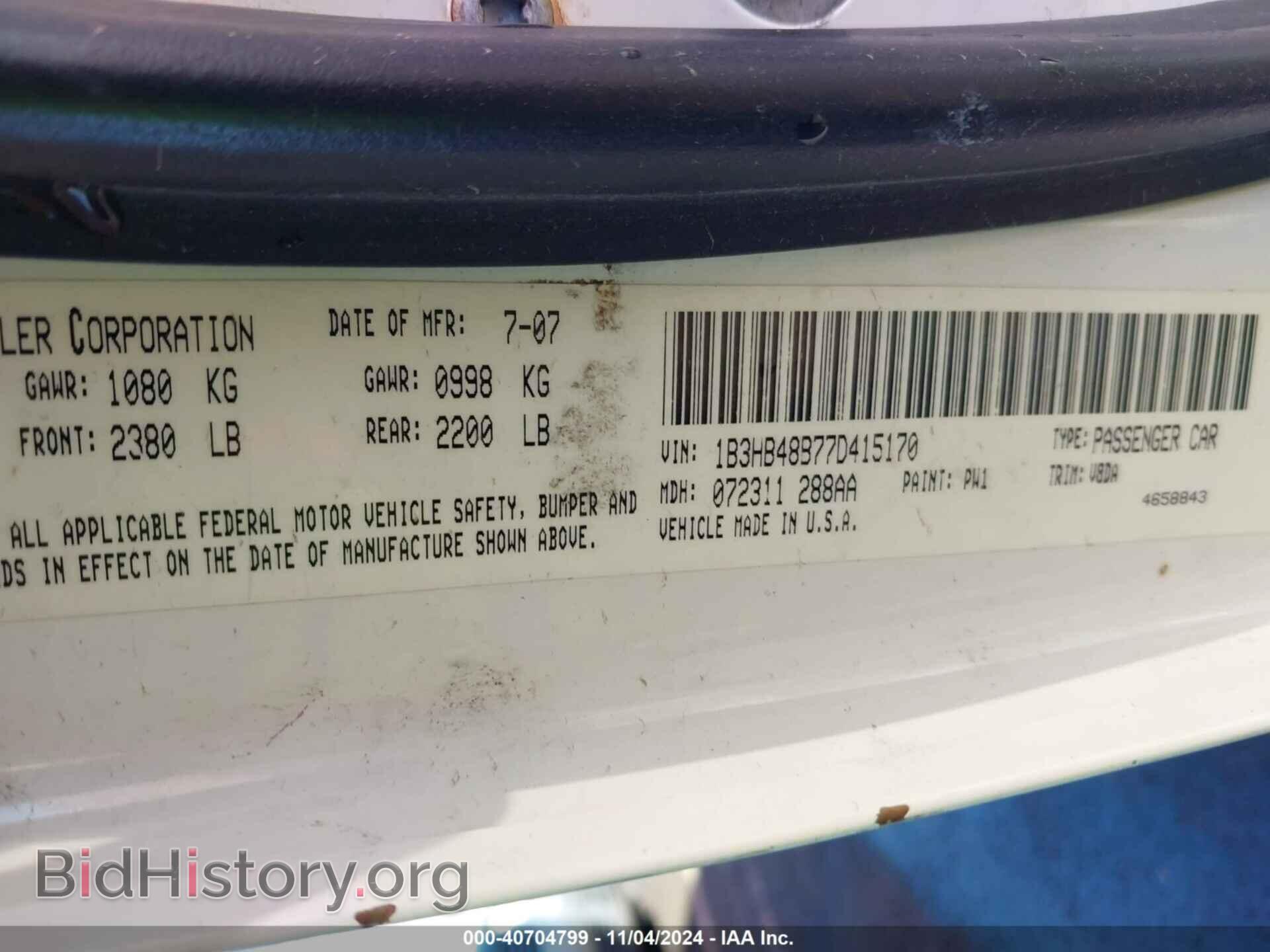 2007 DODGE CALIBER - VIN: 1B3HB48B77D415170 - Photo 9