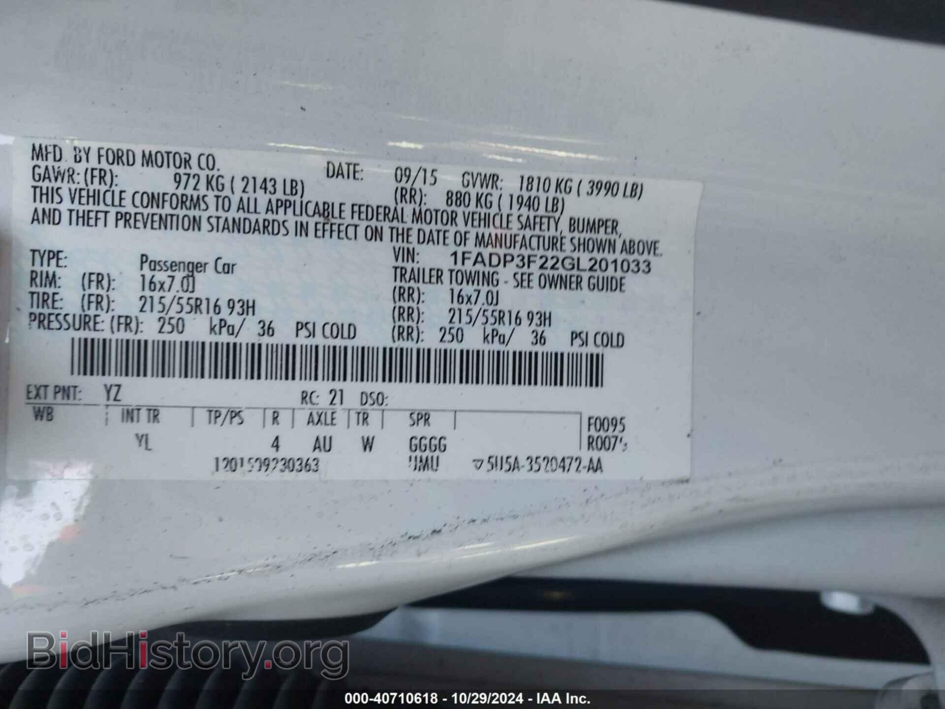 2016 FORD FOCUS - VIN: 1FADP3F22GL201033 - Фото 9