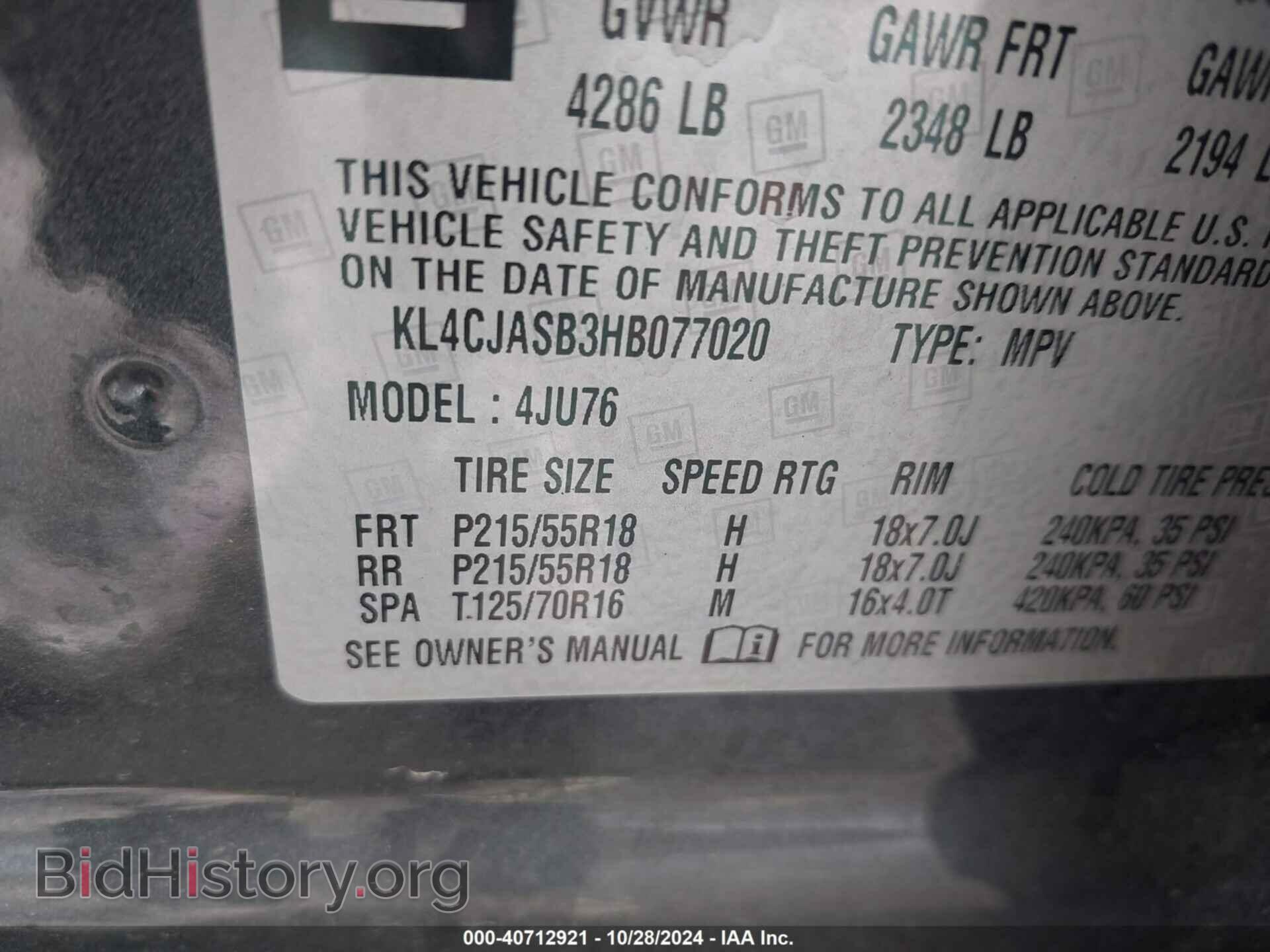 2017 BUICK ENCORE - VIN: KL4CJASB3HB077020 - Photo 9