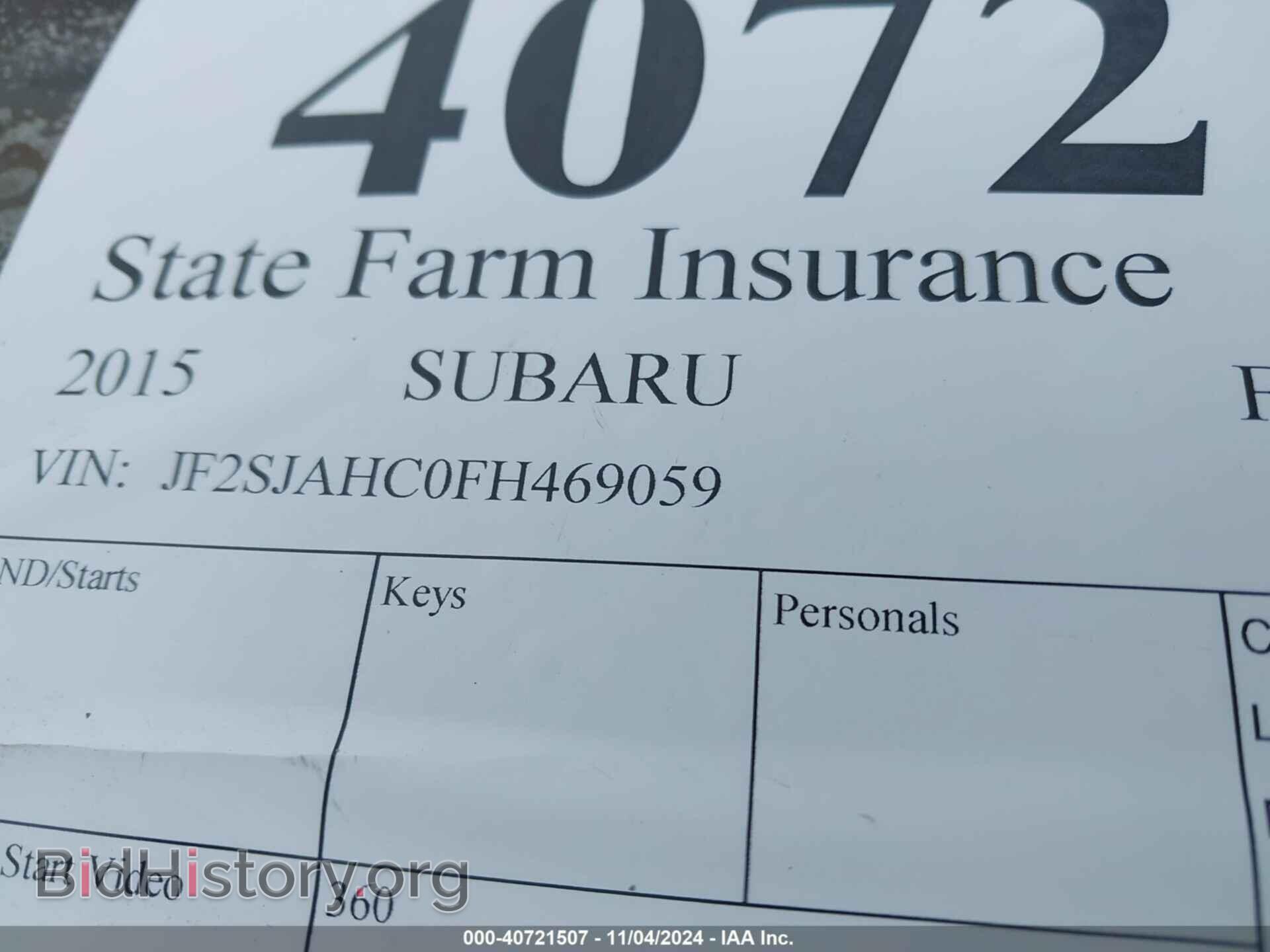 2015 SUBARU FORESTER - VIN: JF2SJAHC0FH469059 - Фото 9