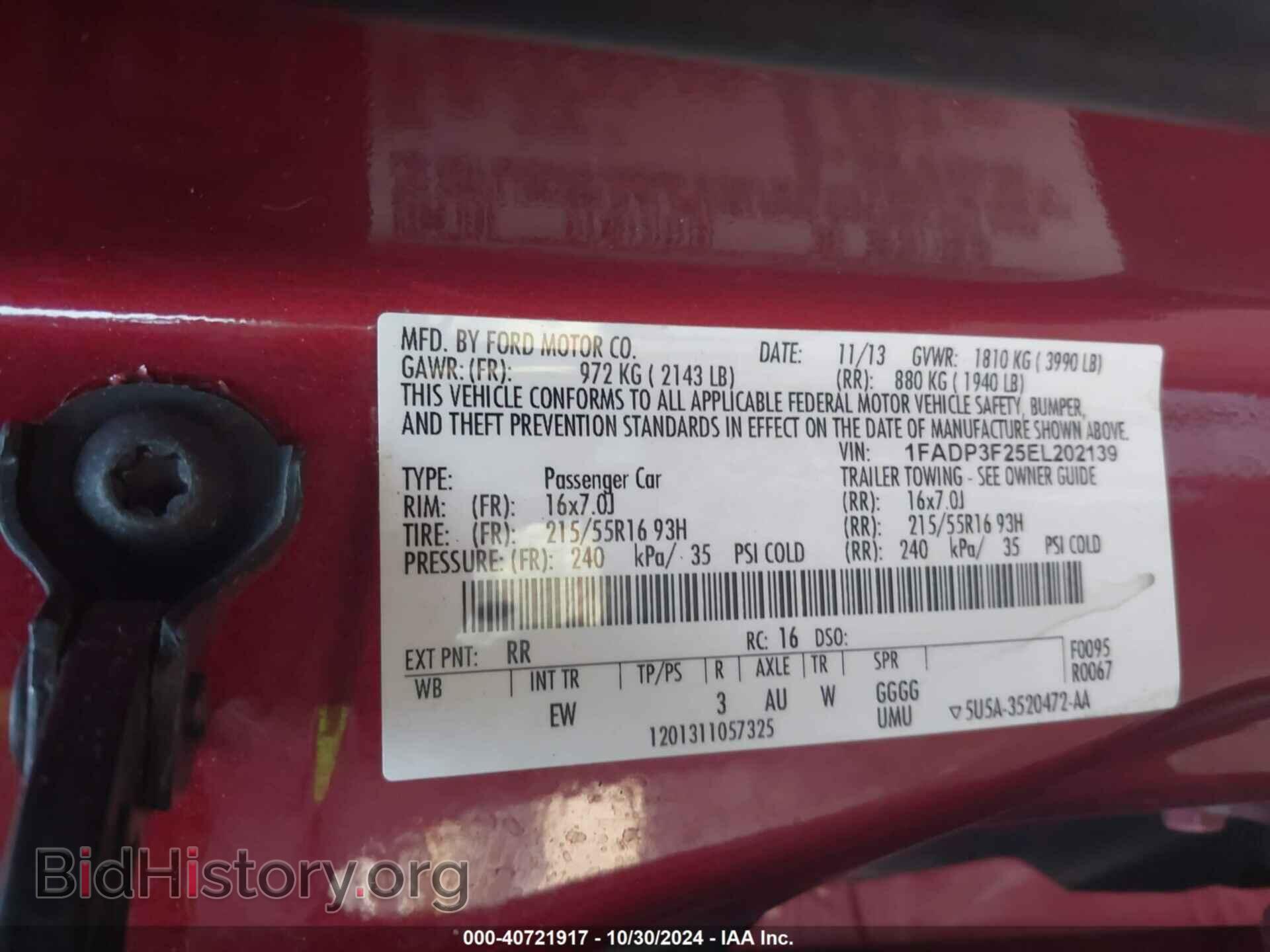 2014 FORD FOCUS - VIN: 1FADP3F25EL202139 - Фото 9