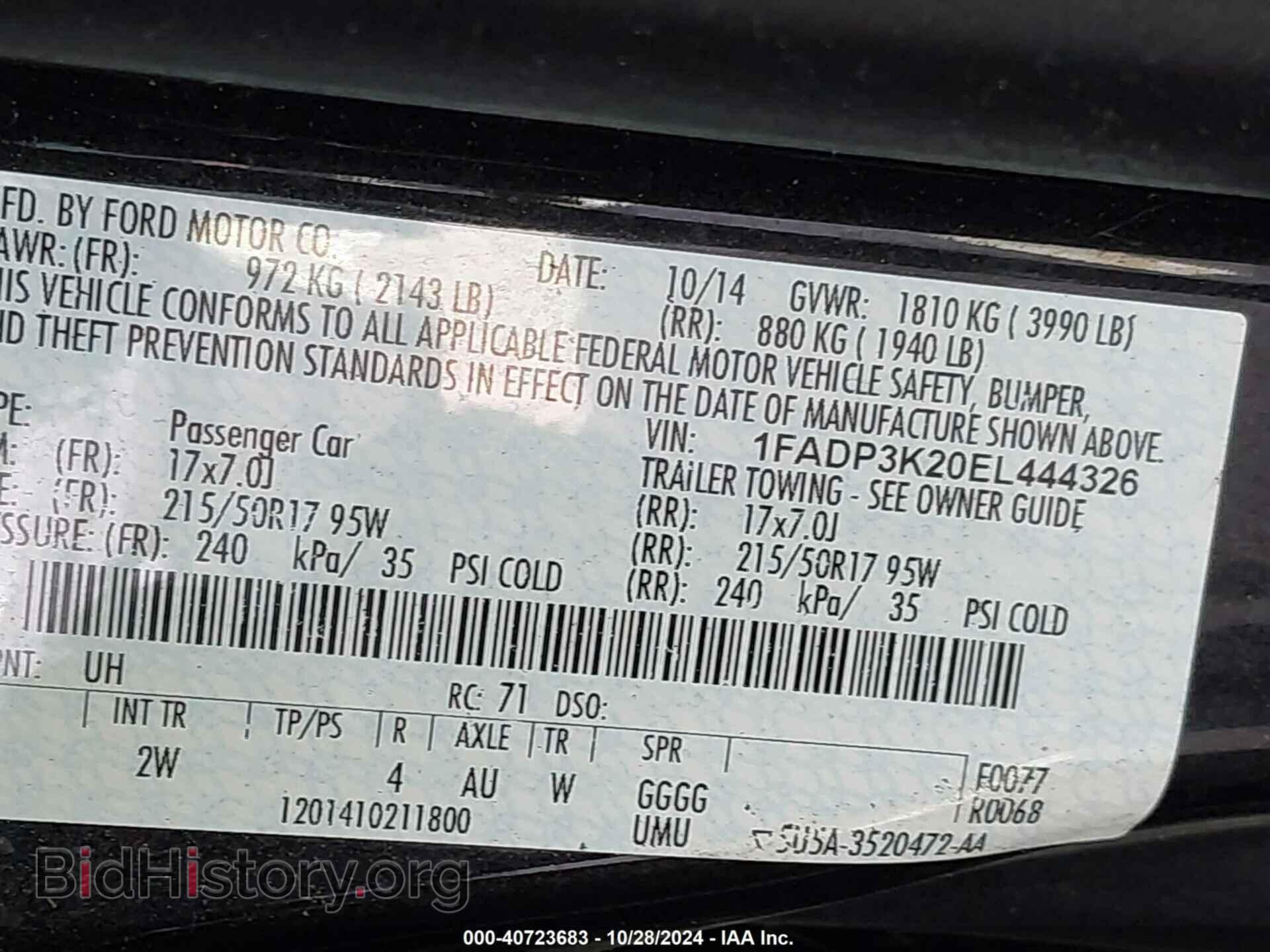 2014 FORD FOCUS - VIN: 1FADP3K20EL444326 - Photo 9
