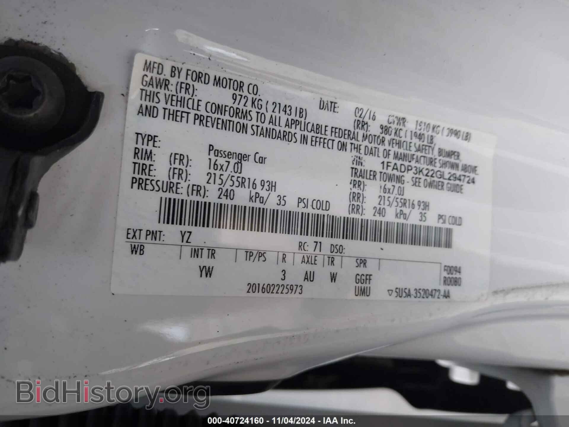 2016 FORD FOCUS - VIN: 1FADP3K22GL294724 - Фото 9