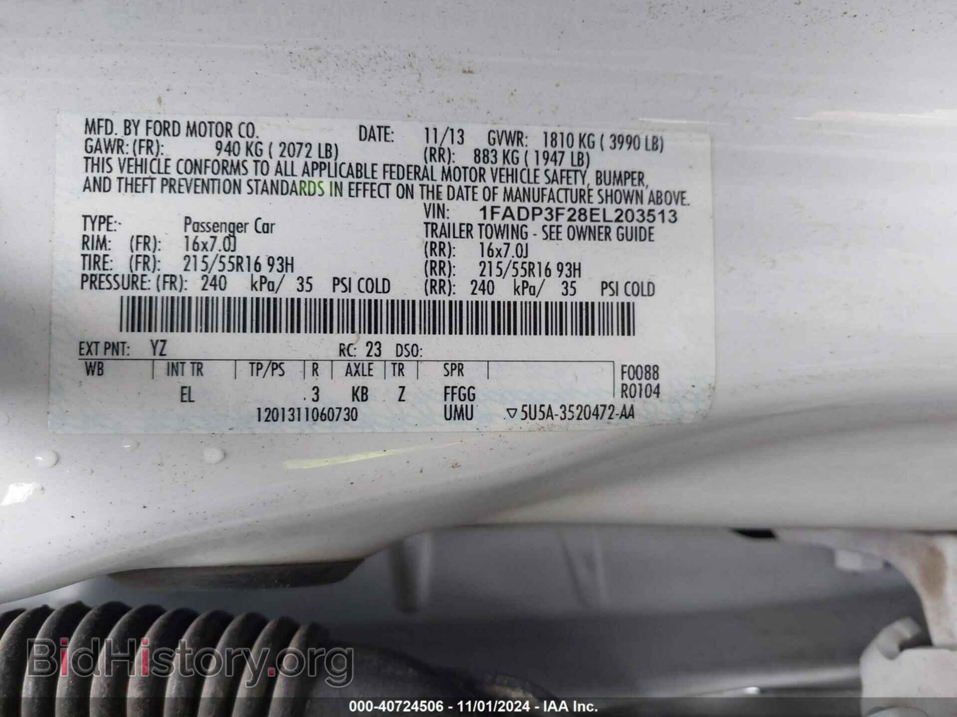 2014 FORD FOCUS - VIN: 1FADP3F28EL203513 - Фото 9