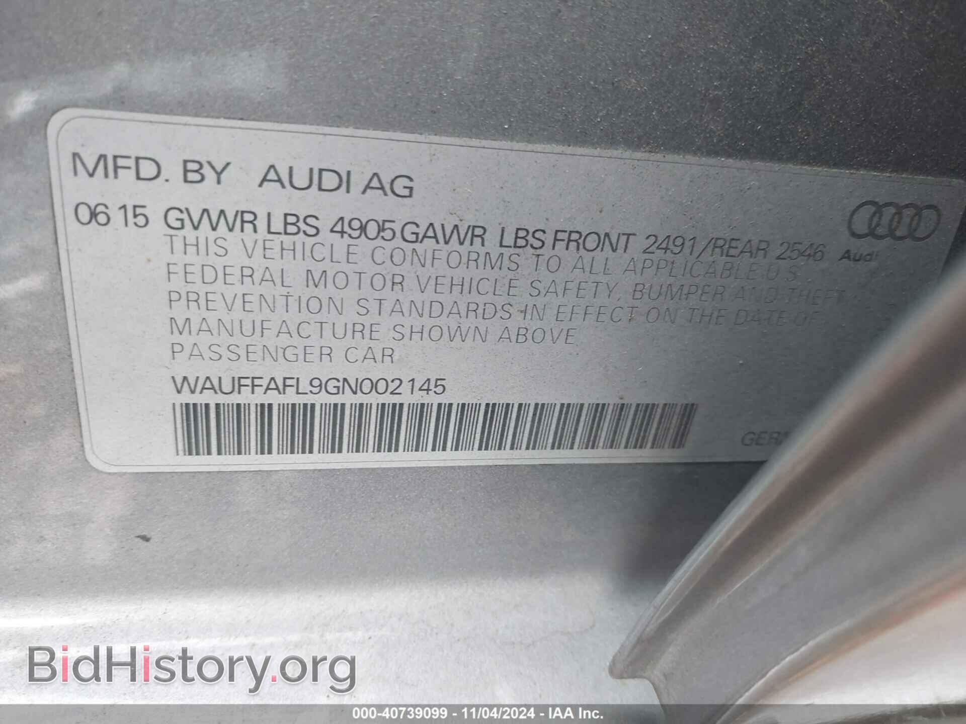 2016 AUDI A4 - VIN: WAUFFAFL9GN002145 - Фото 9