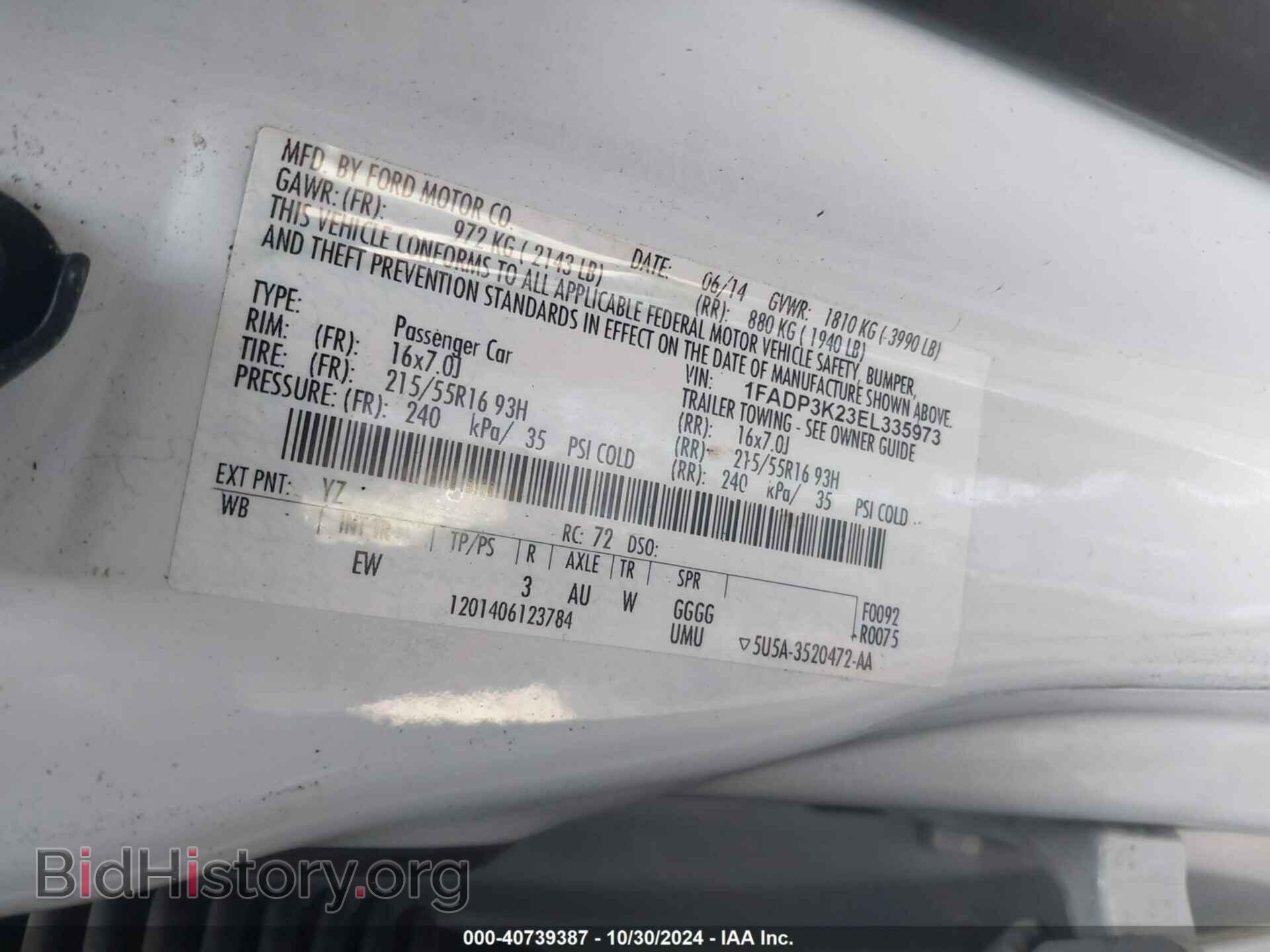 2014 FORD FOCUS - VIN: 1FADP3K23EL335973 - Photo 9