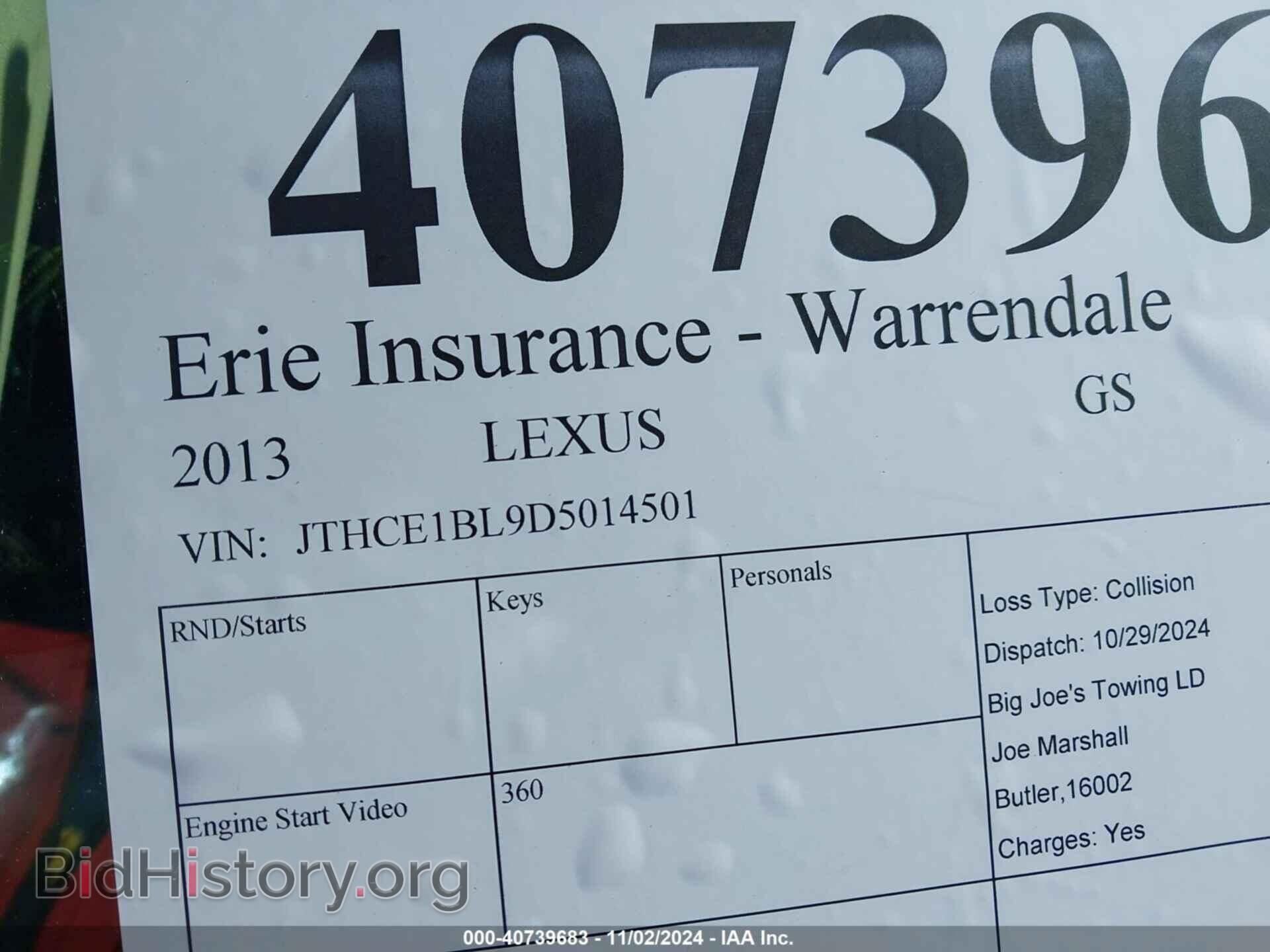 2013 LEXUS GS 350 - VIN: JTHCE1BL9D5014501 - Фото 9