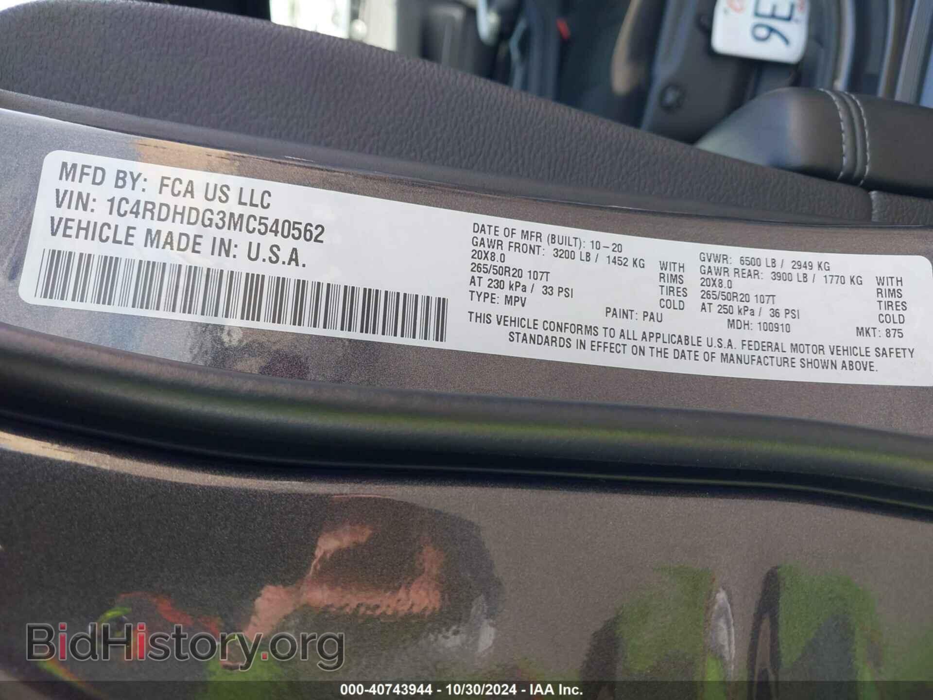 2021 DODGE DURANGO - VIN: 1C4RDHDG3MC540562 - Фото 9