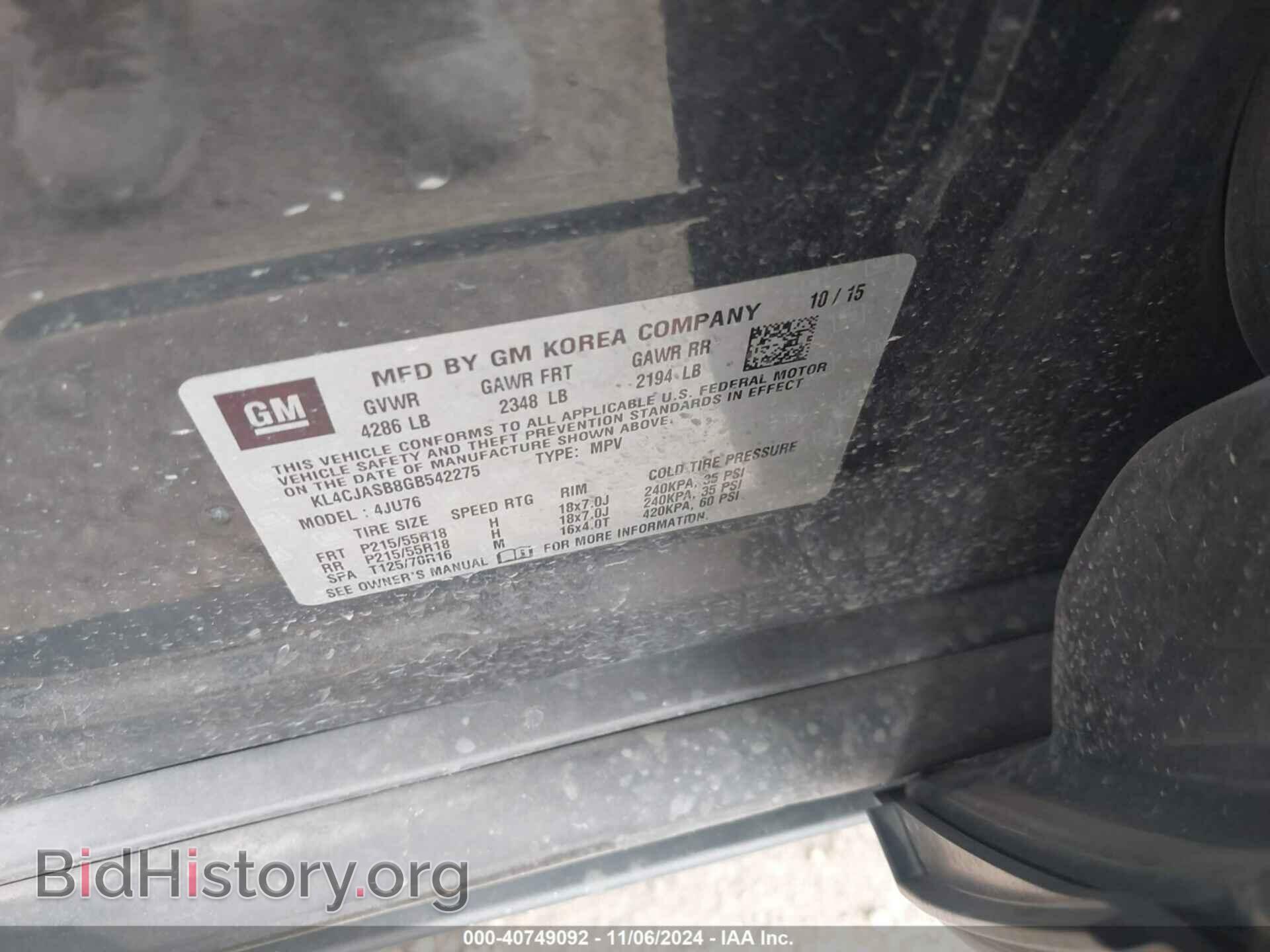 2016 BUICK ENCORE - VIN: KL4CJASB8GB542275 - Photo 9