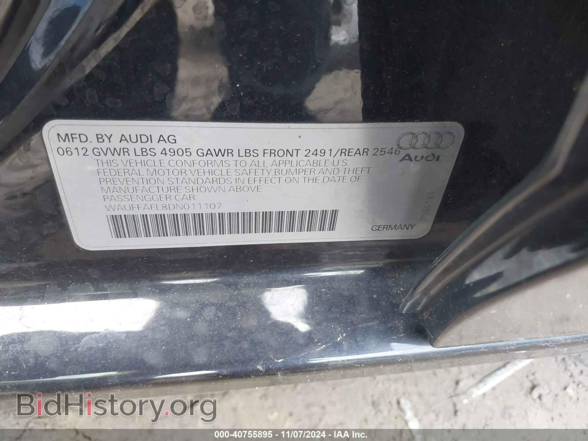 2013 AUDI A4 - VIN: WAUFFAFL8DN011107 - Фото 9
