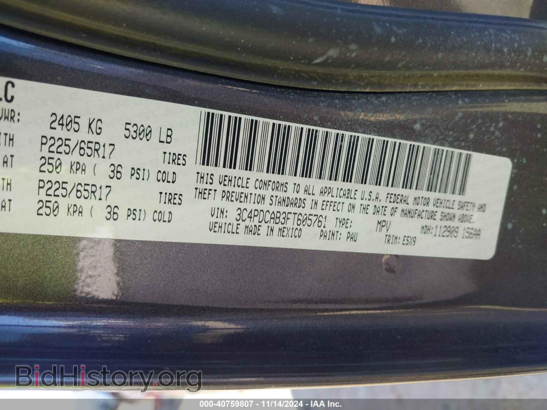 2015 DODGE JOURNEY - VIN: 3C4PDCAB3FT605761 - Фото 9