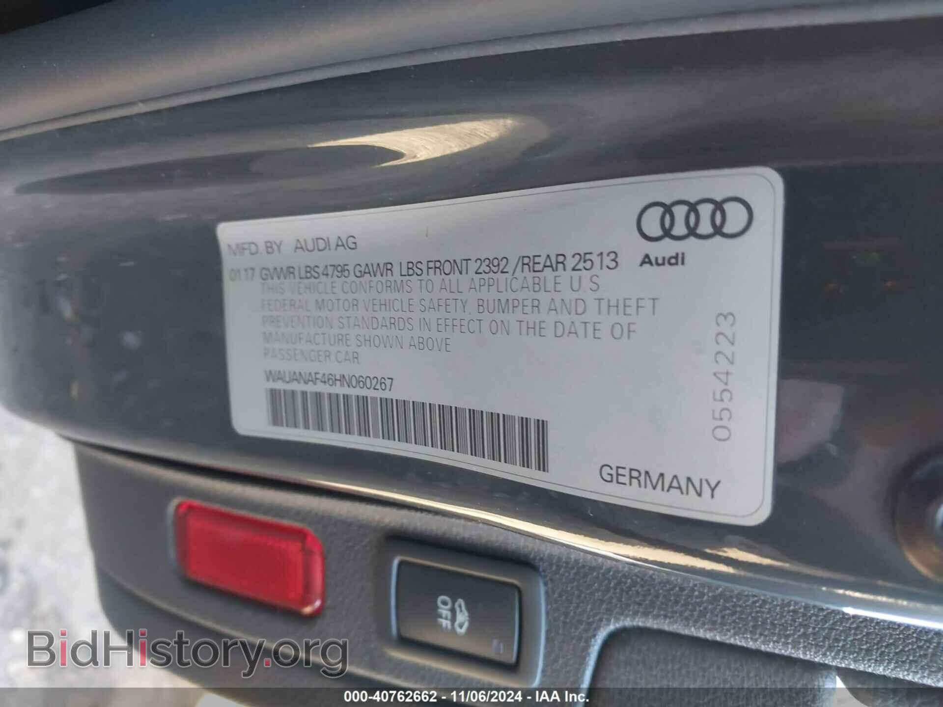 2017 AUDI A4 - VIN: WAUANAF46HN060267 - Фото 9
