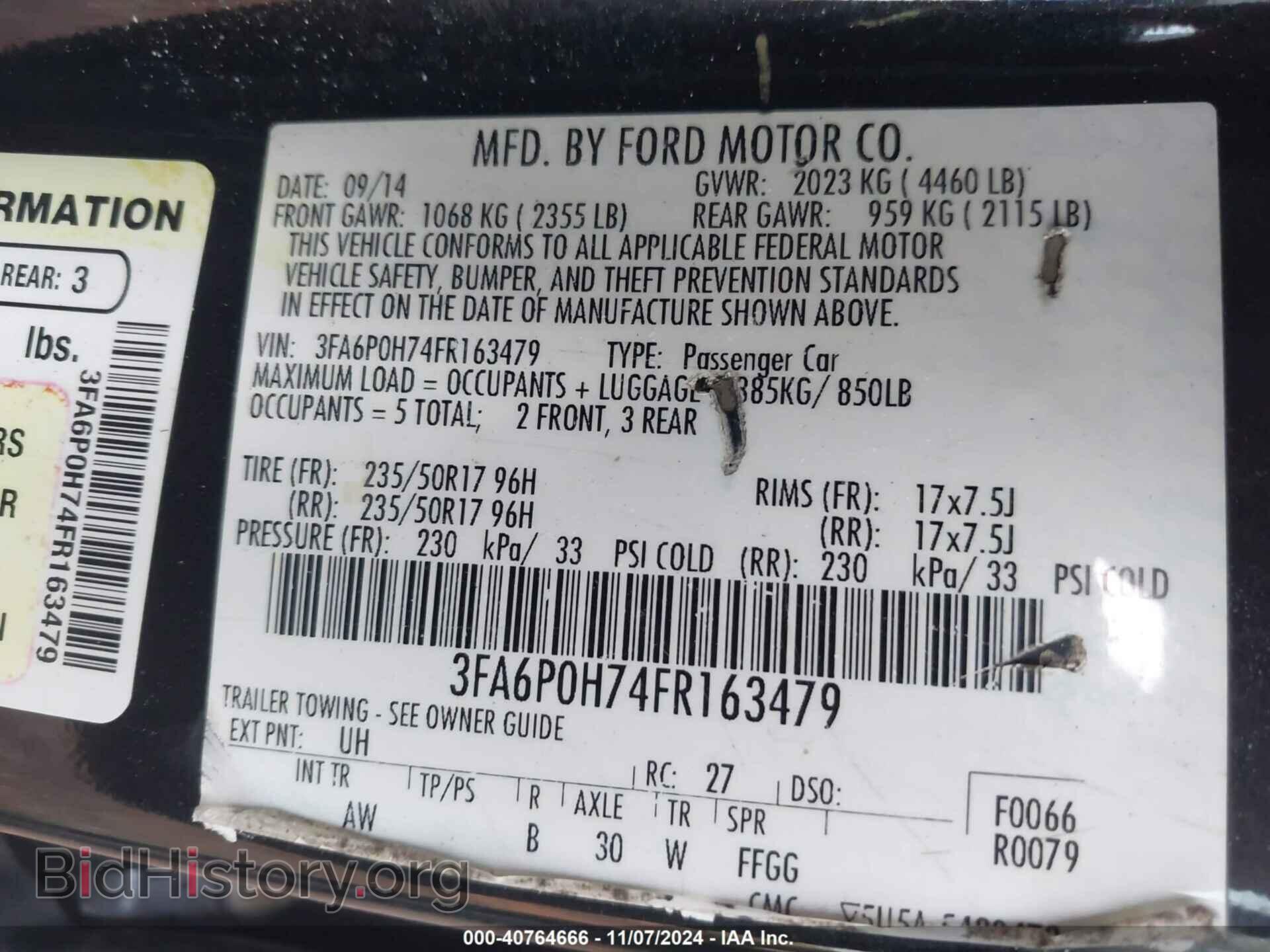 2015 FORD FUSION - VIN: 3FA6P0H74FR163479 - Фото 9