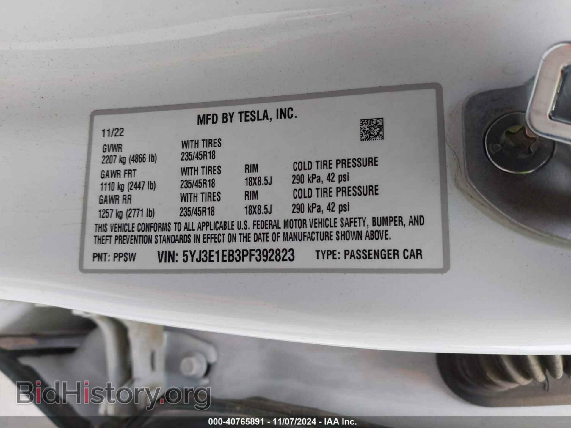 2023 TESLA MODEL 3 - VIN: 5YJ3E1EB3PF392823 - Фото 9
