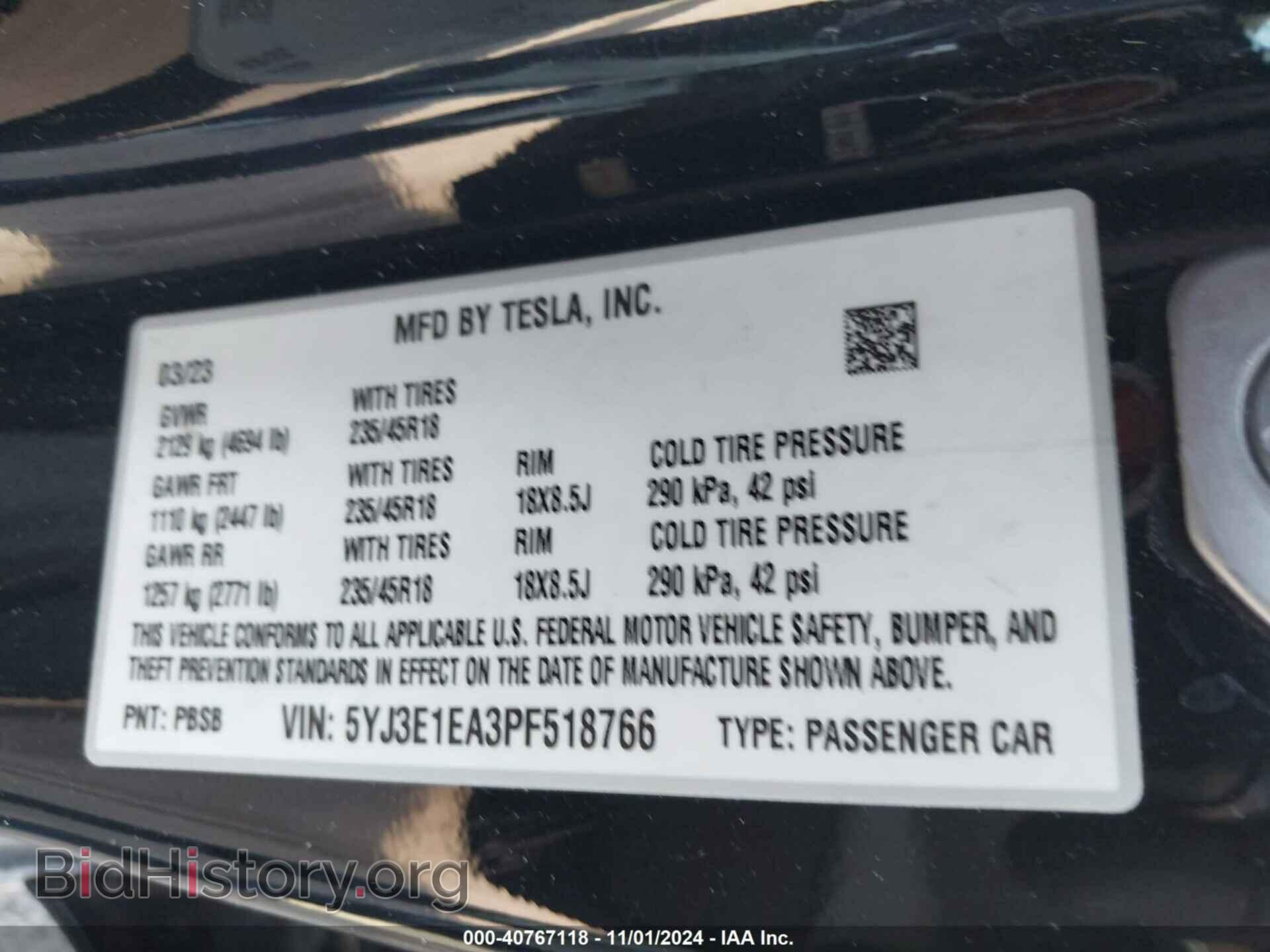 2023 TESLA MODEL 3 - VIN: 5YJ3E1EA3PF518766 - Фото 9