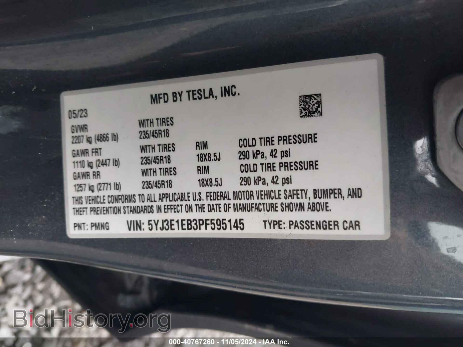 2023 TESLA MODEL 3 - VIN: 5YJ3E1EB3PF595145 - Фото 9