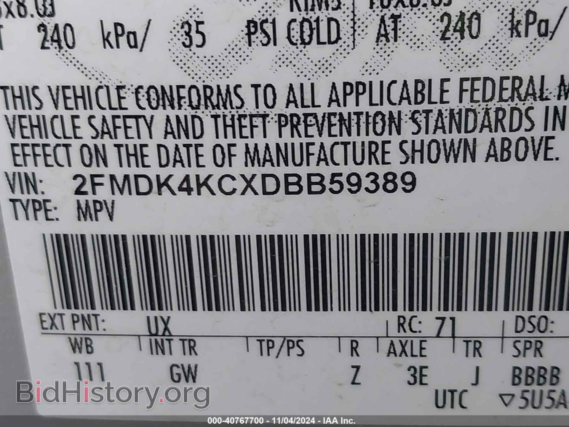 2013 FORD EDGE - VIN: 2FMDK4KCXDBB59389 - Photo 9