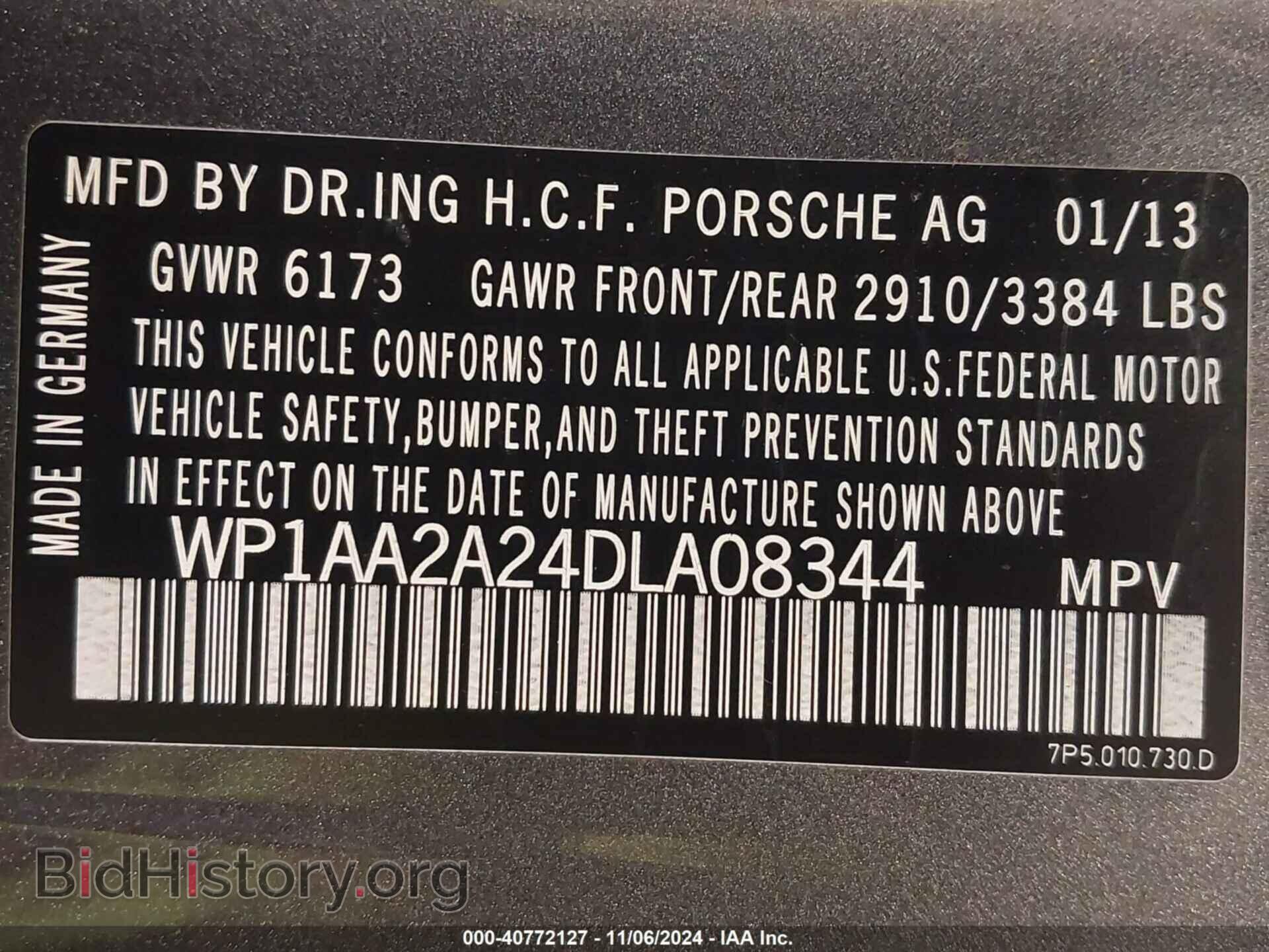 2013 PORSCHE CAYENNE - VIN: WP1AA2A24DLA08344 - Photo 9