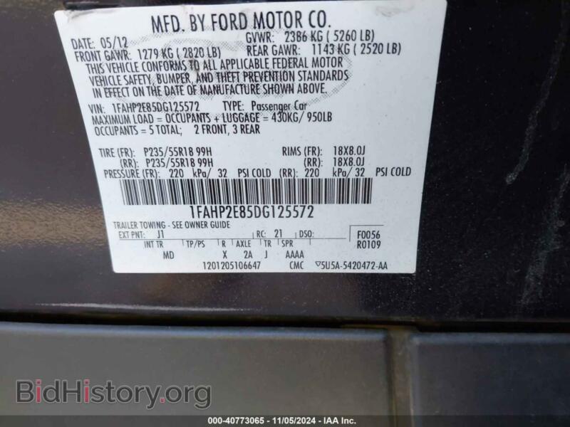 2013 Ford TAURUS (VIN 1FAHP2E85DG125572) — photo 9 of 19