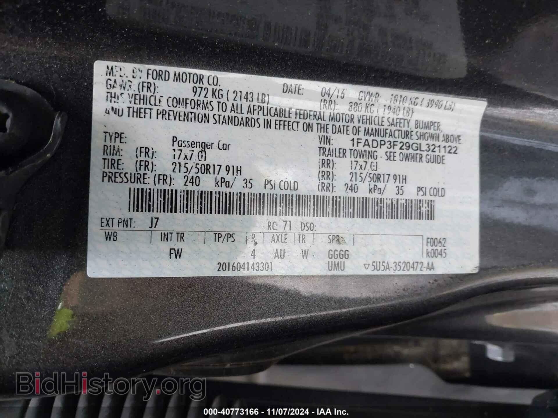 2016 FORD FOCUS - VIN: 1FADP3F29GL321122 - Фото 9