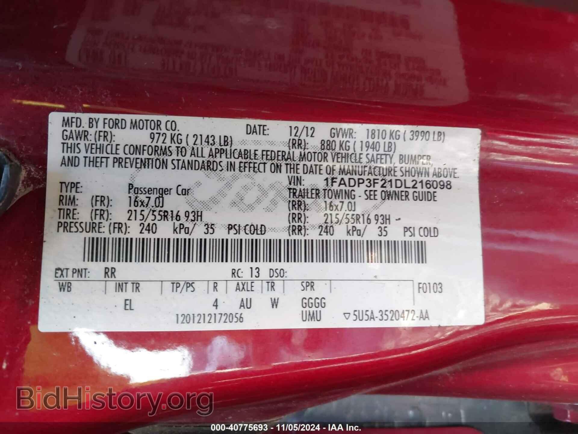 2013 FORD FOCUS - VIN: 1FADP3F21DL216098 - Фото 9