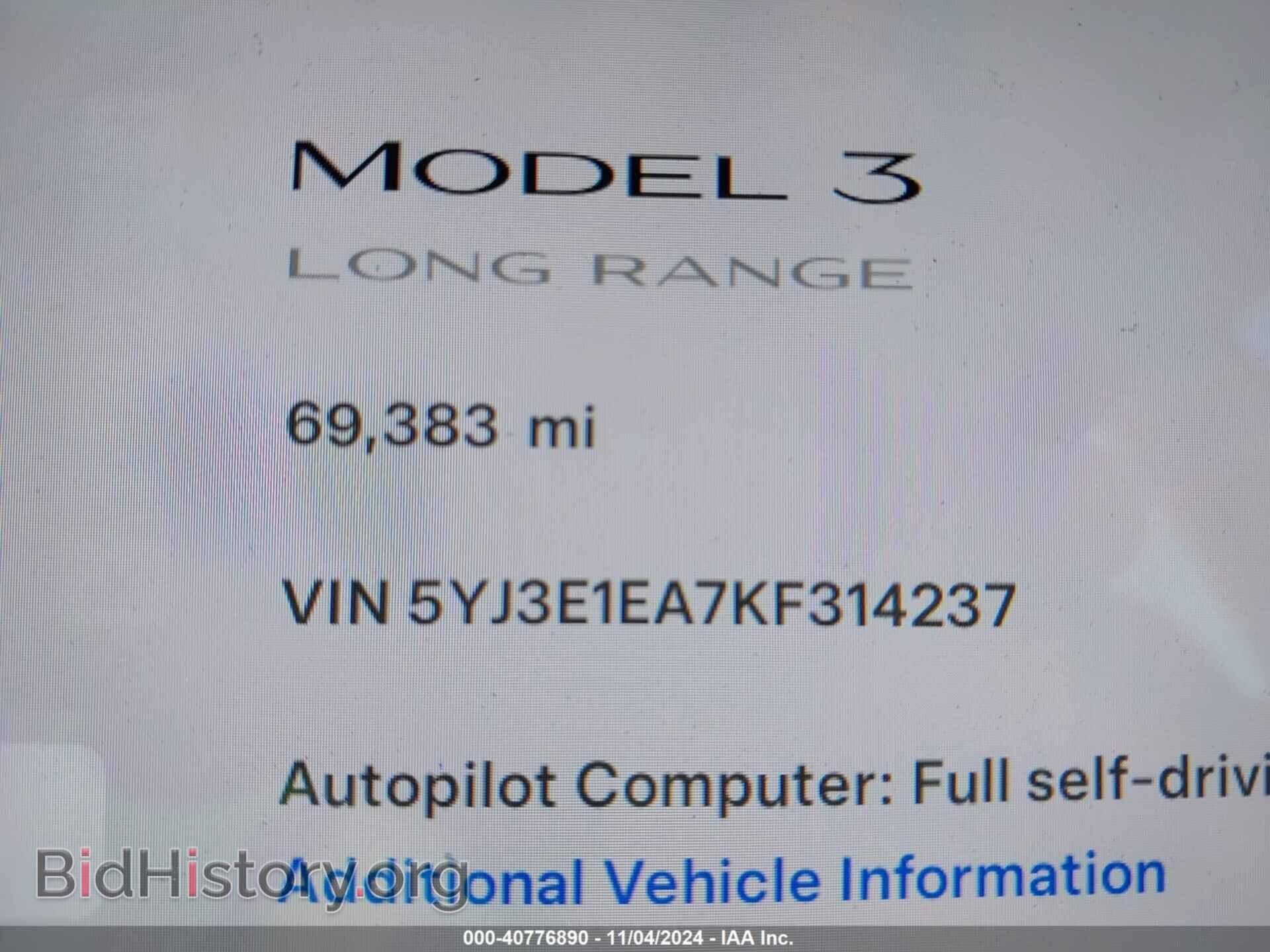 2019 TESLA MODEL 3 - VIN: 5YJ3E1EA7KF314237 - Фото 7
