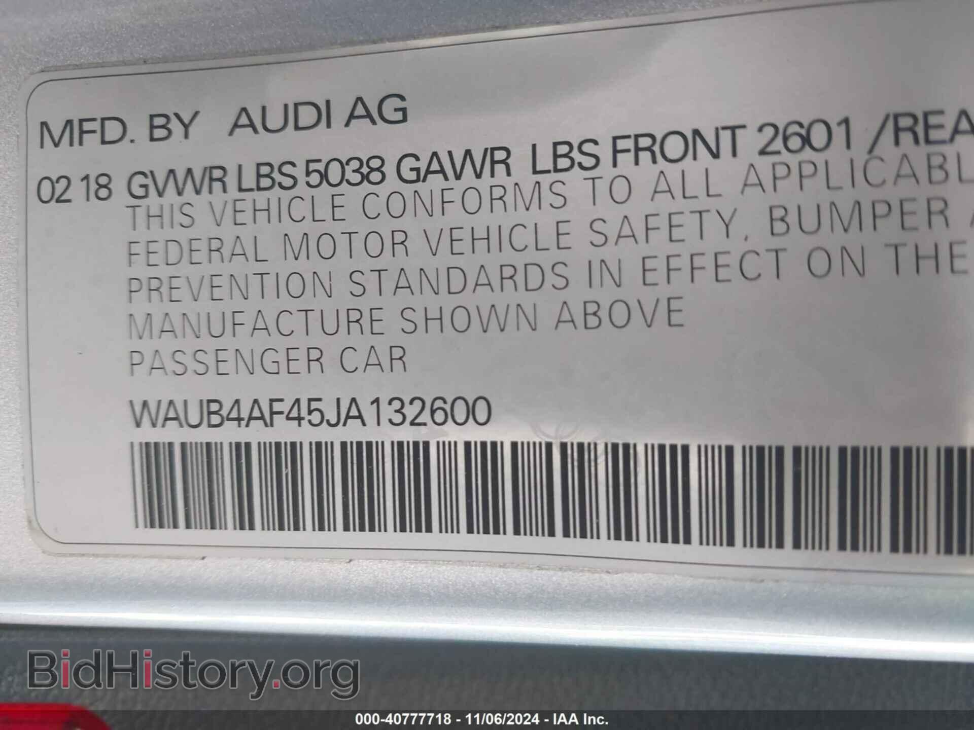 2018 AUDI S4 - VIN: WAUB4AF45JA132600 - Фото 9