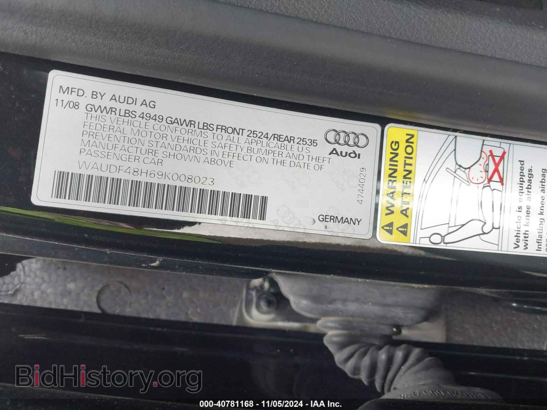 2009 AUDI A4 - VIN: WAUDF48H69K008023 - Фото 9