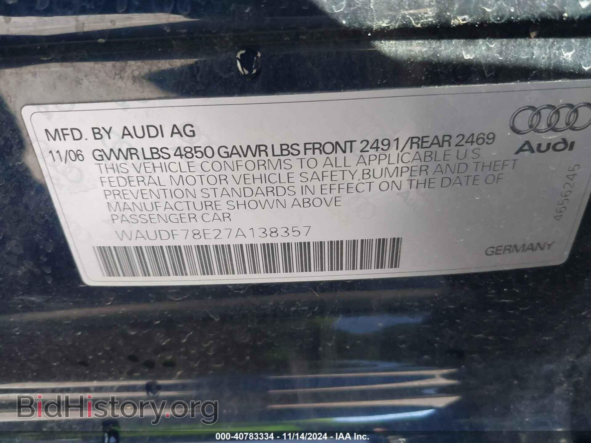 2007 AUDI A4 - VIN: WAUDF78E27A138357 - Photo 9