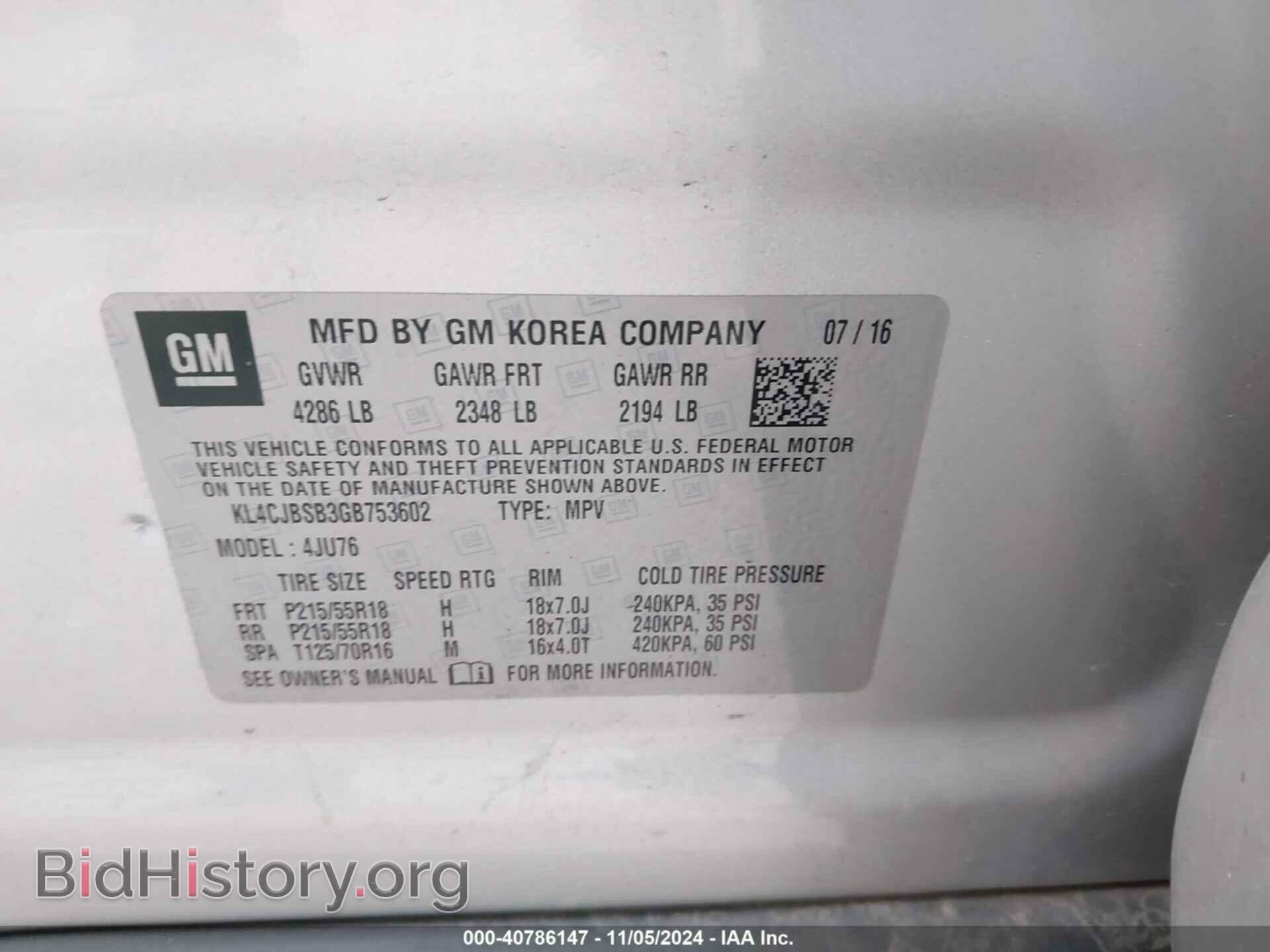 2016 BUICK ENCORE - VIN: KL4CJBSB3GB753602 - Photo 9