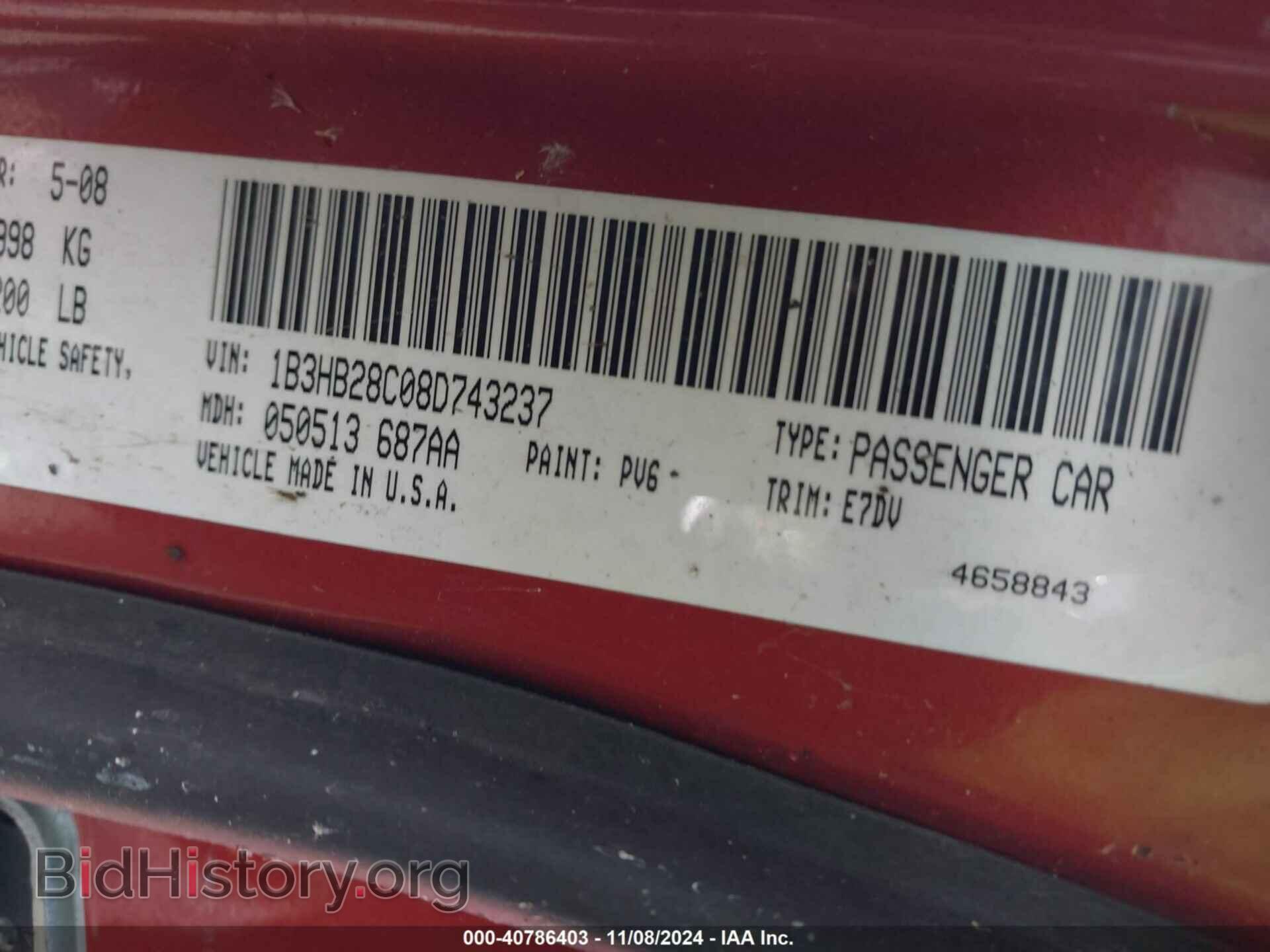2008 DODGE CALIBER - VIN: 1B3HB28C08D743237 - Photo 9