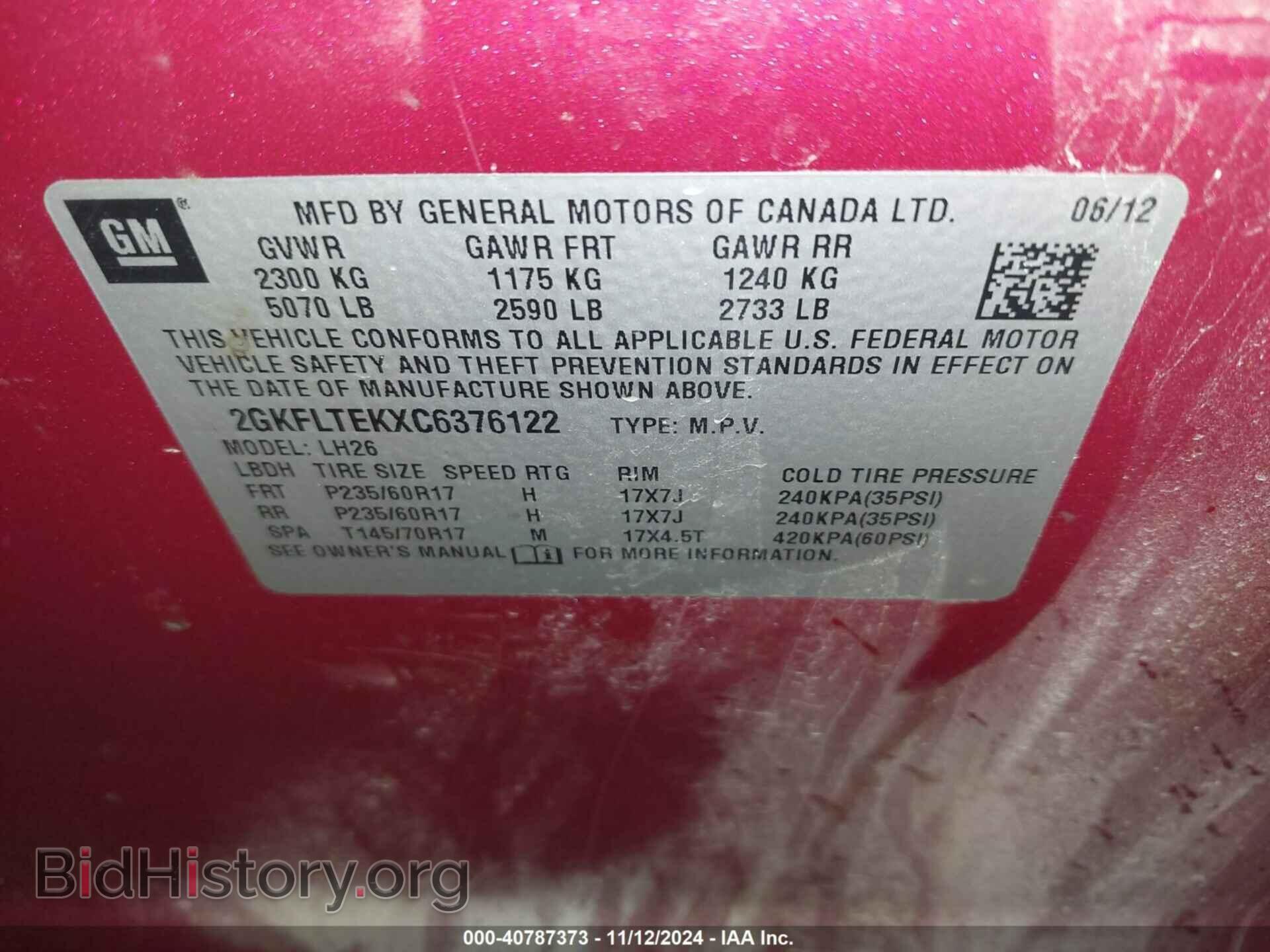 2012 GMC TERRAIN - VIN: 2GKFLTEKXC6376122 - Photo 9