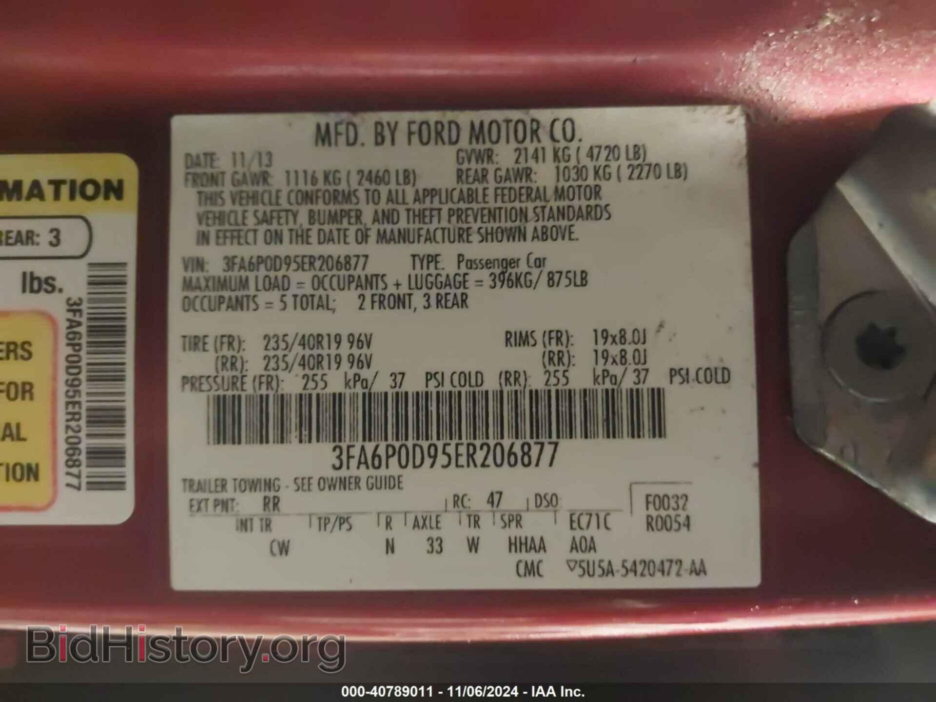 2014 FORD FUSION - VIN: 3FA6P0D95ER206877 - Фото 9