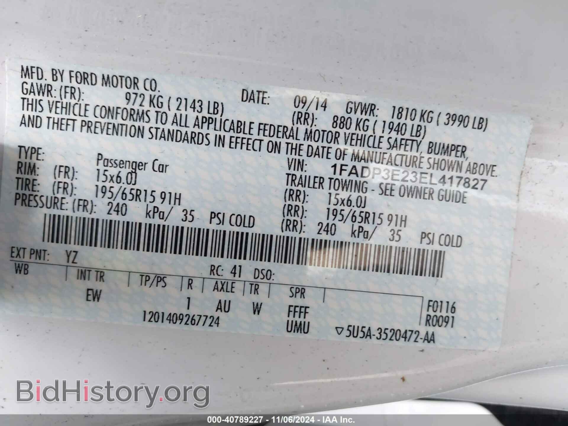 2014 FORD FOCUS - VIN: 1FADP3E23EL417827 - Фото 9