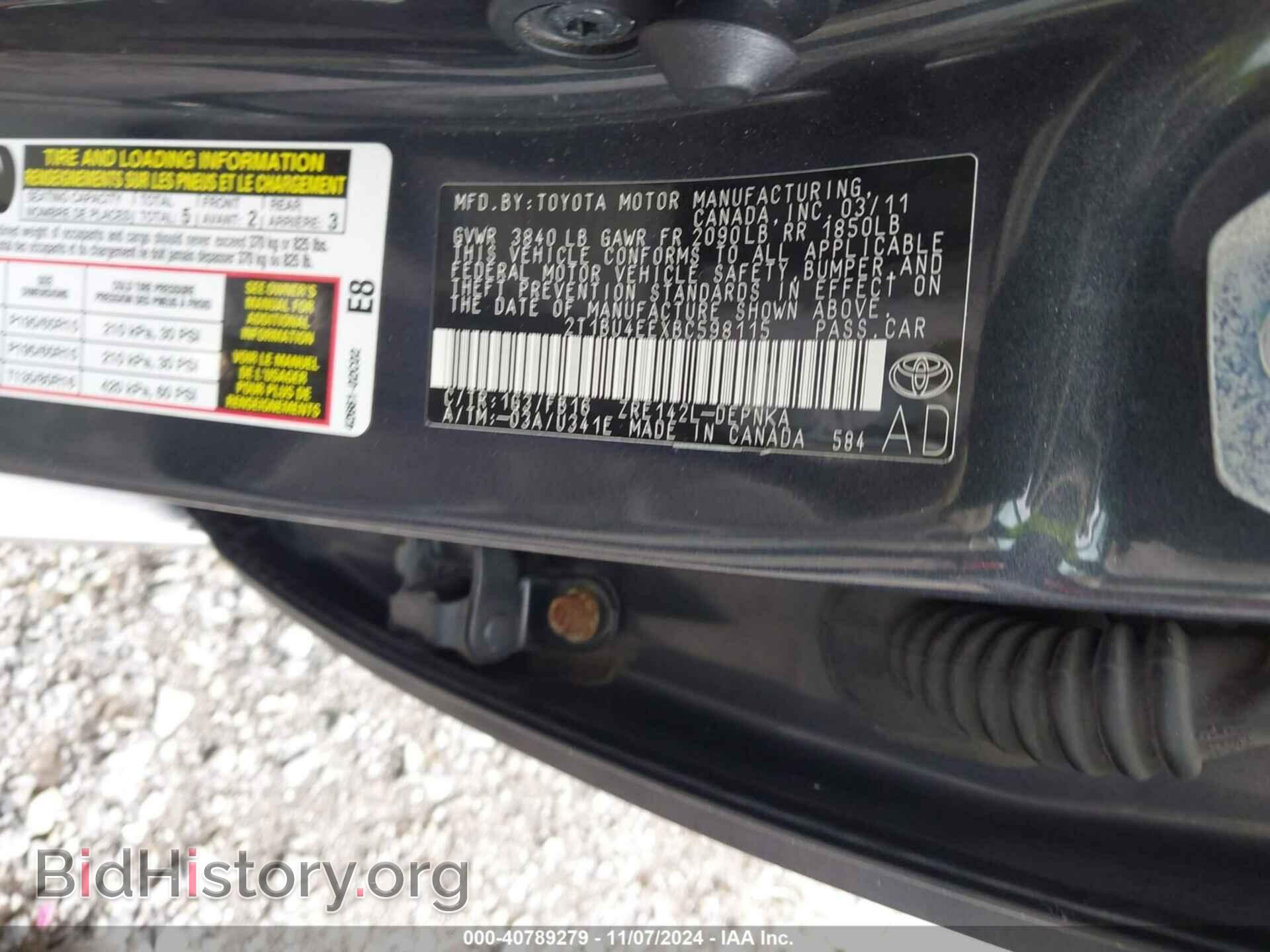 2011 TOYOTA COROLLA - VIN: 2T1BU4EEXBC598115 - Фото 9